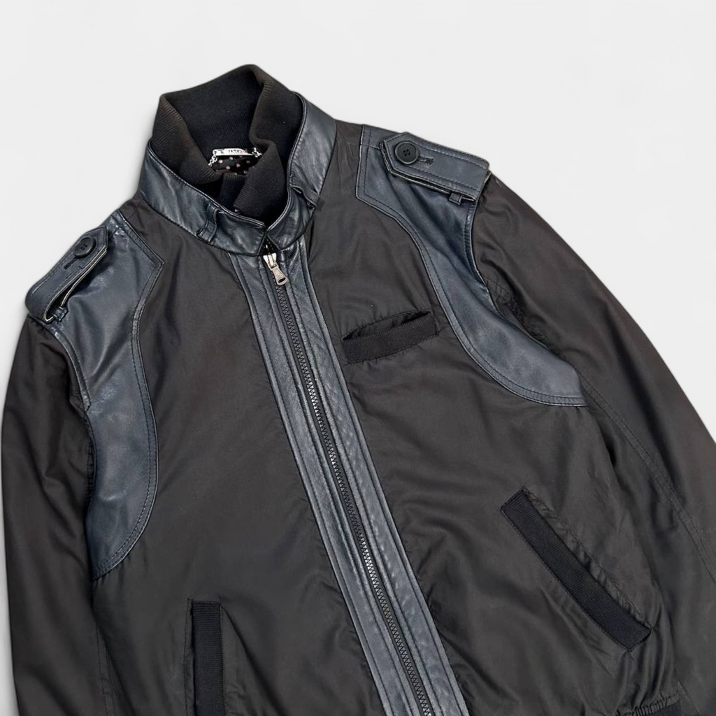 Dolce & Gabbana Nylon Leather Black Jacket