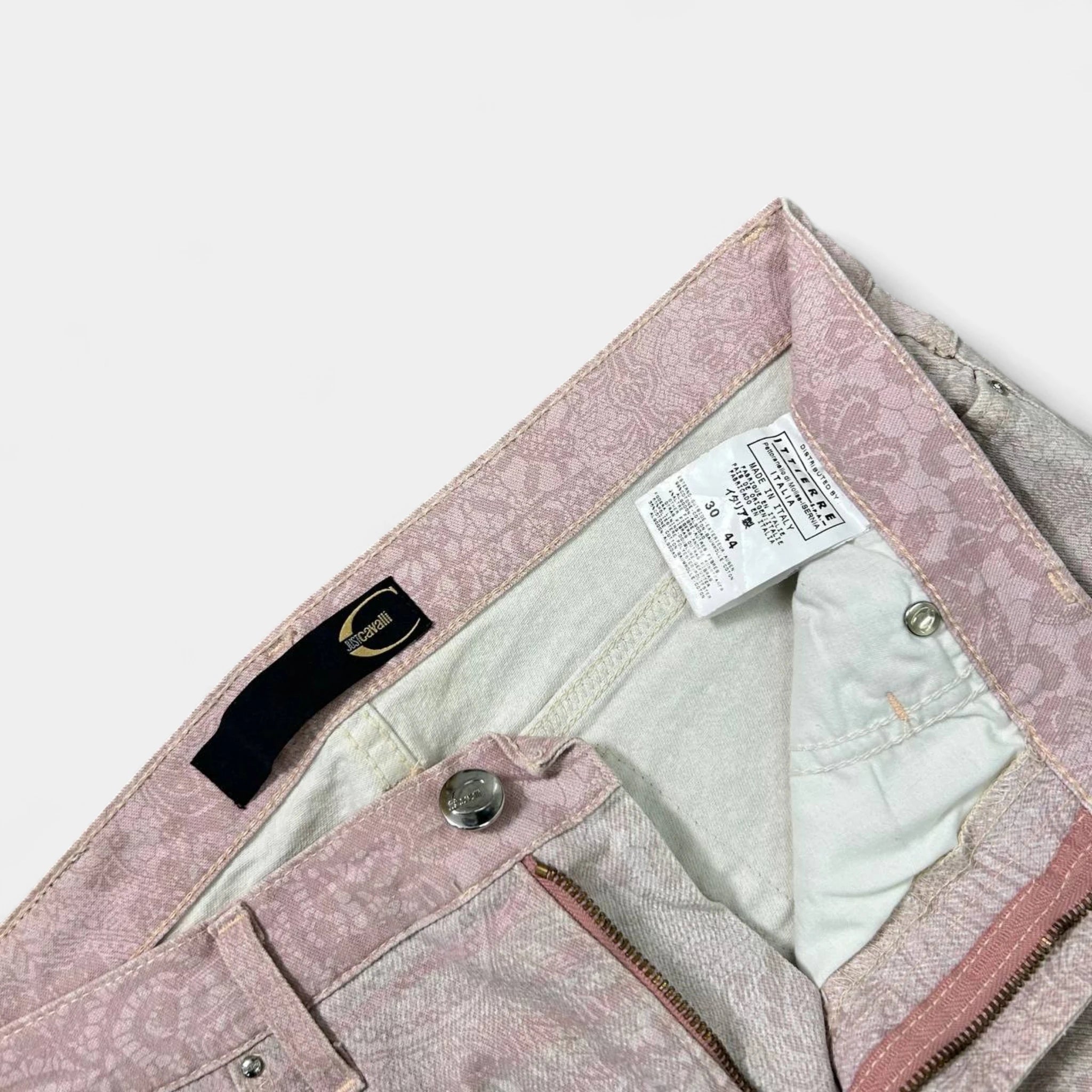 Just Cavalli 2000s Relief Floral Pink Pants