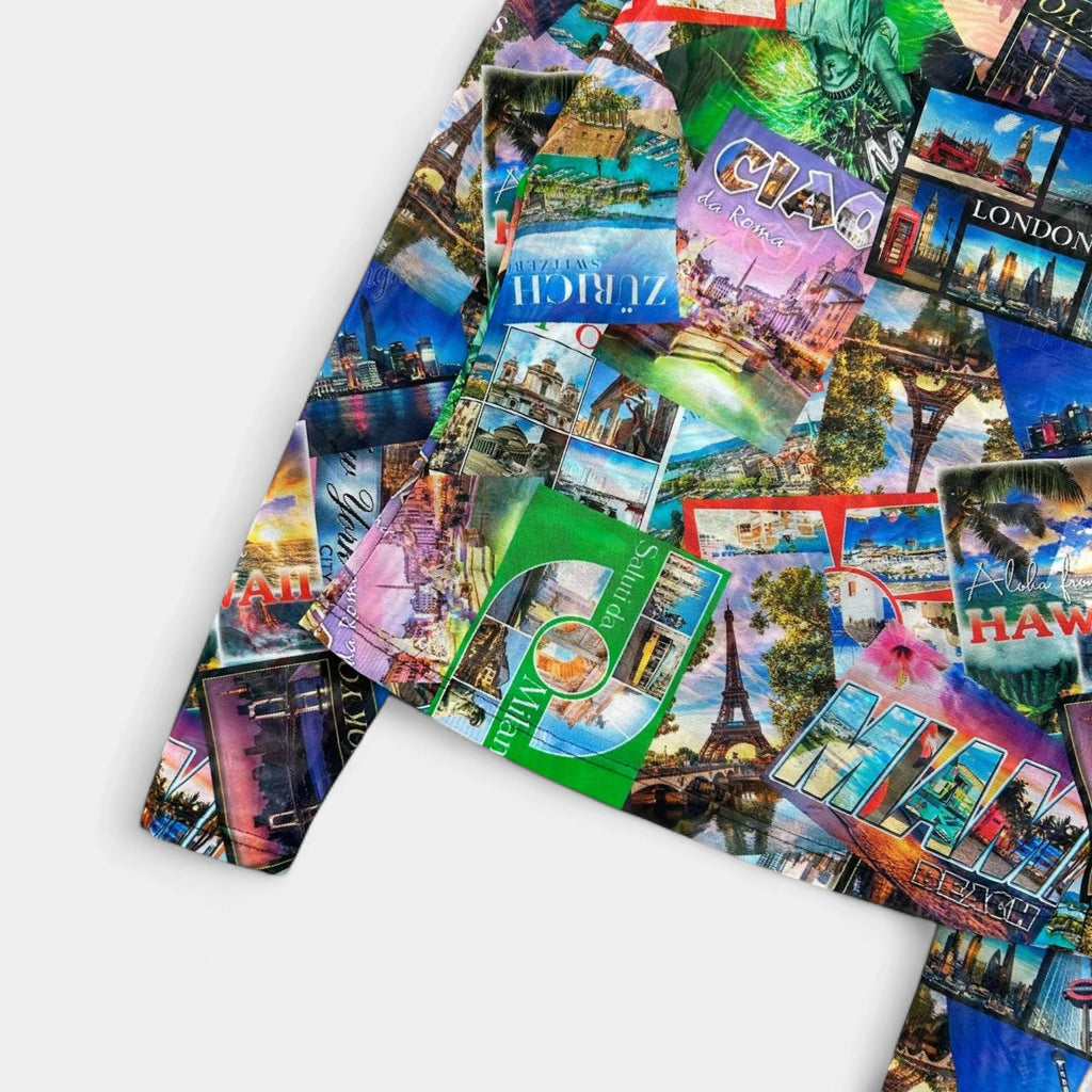 Balenciaga Postcard Print Mesh Long Sleeve