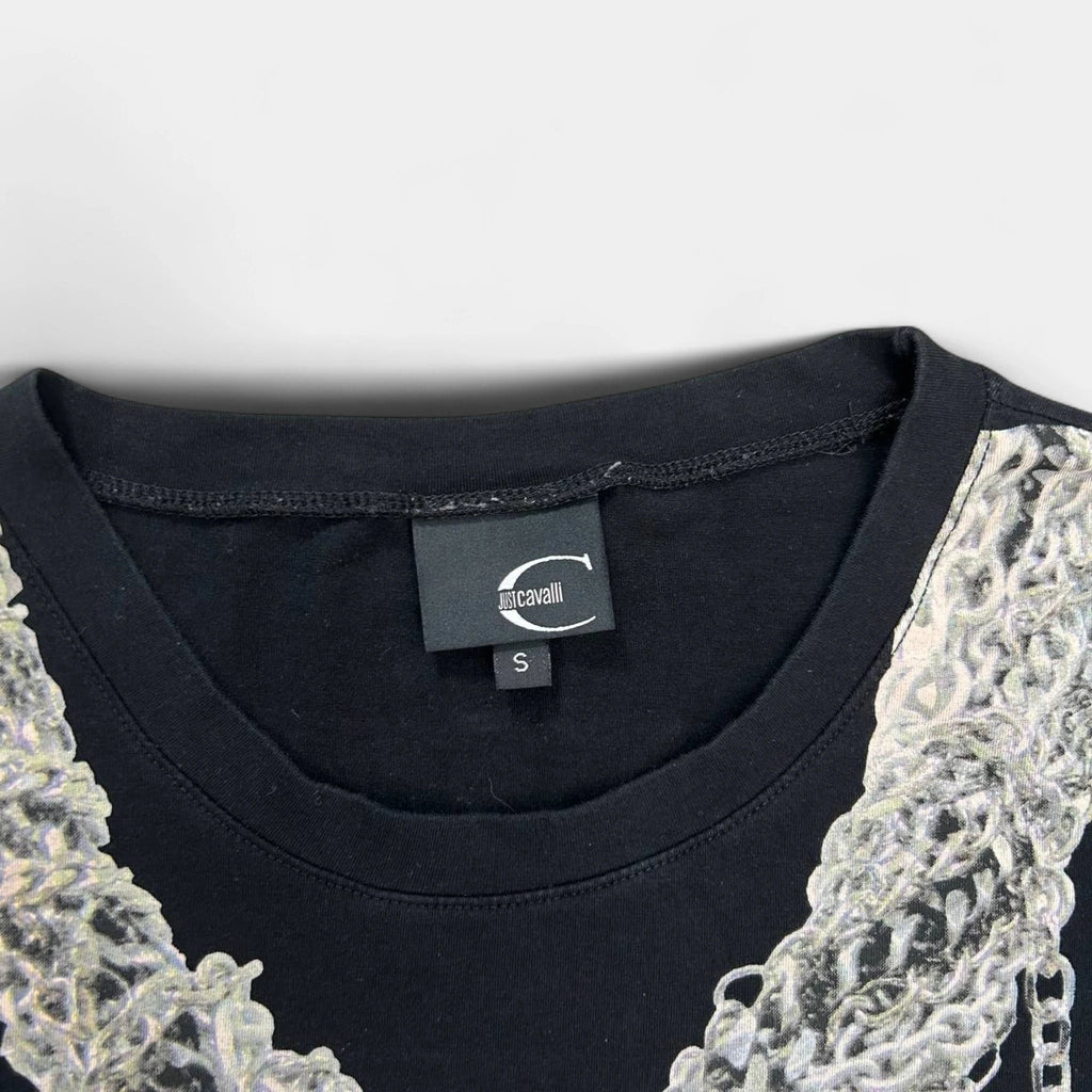 Just Cavalli 2010's Chains Graphic Black T-Shirt