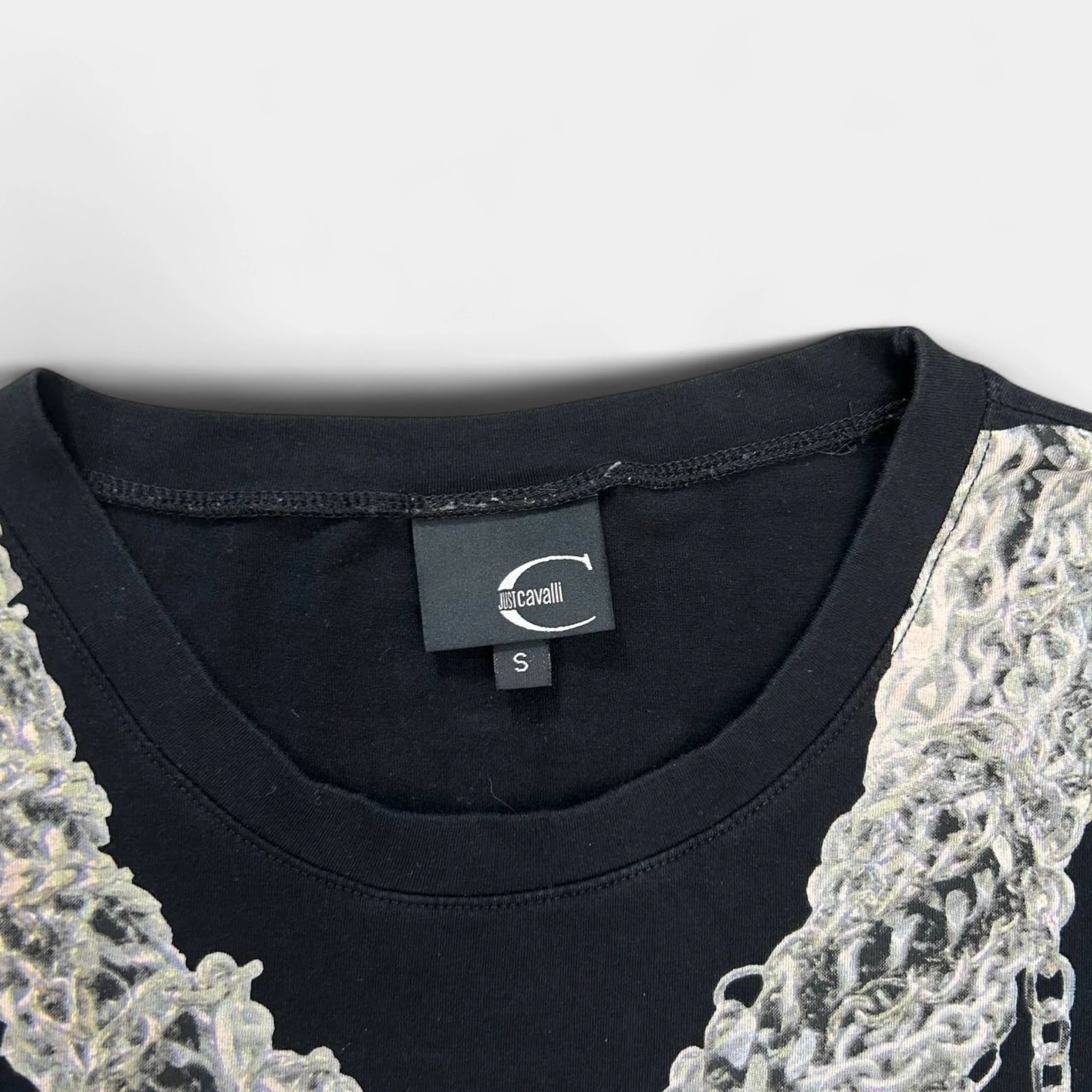 Just Cavalli 2010's Chains Graphic Black T-Shirt