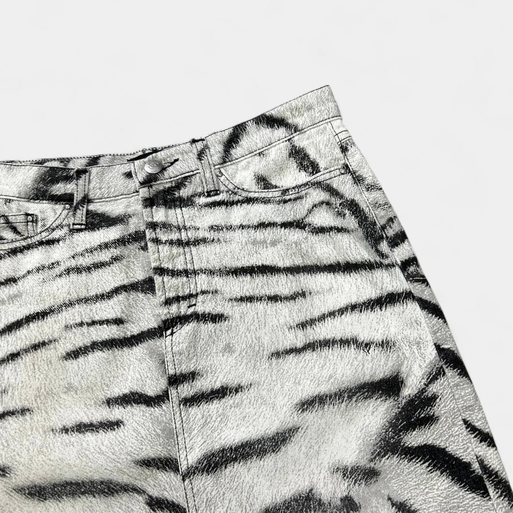 Just Cavalli Mid-Rise Zebra Print Denim Skirt