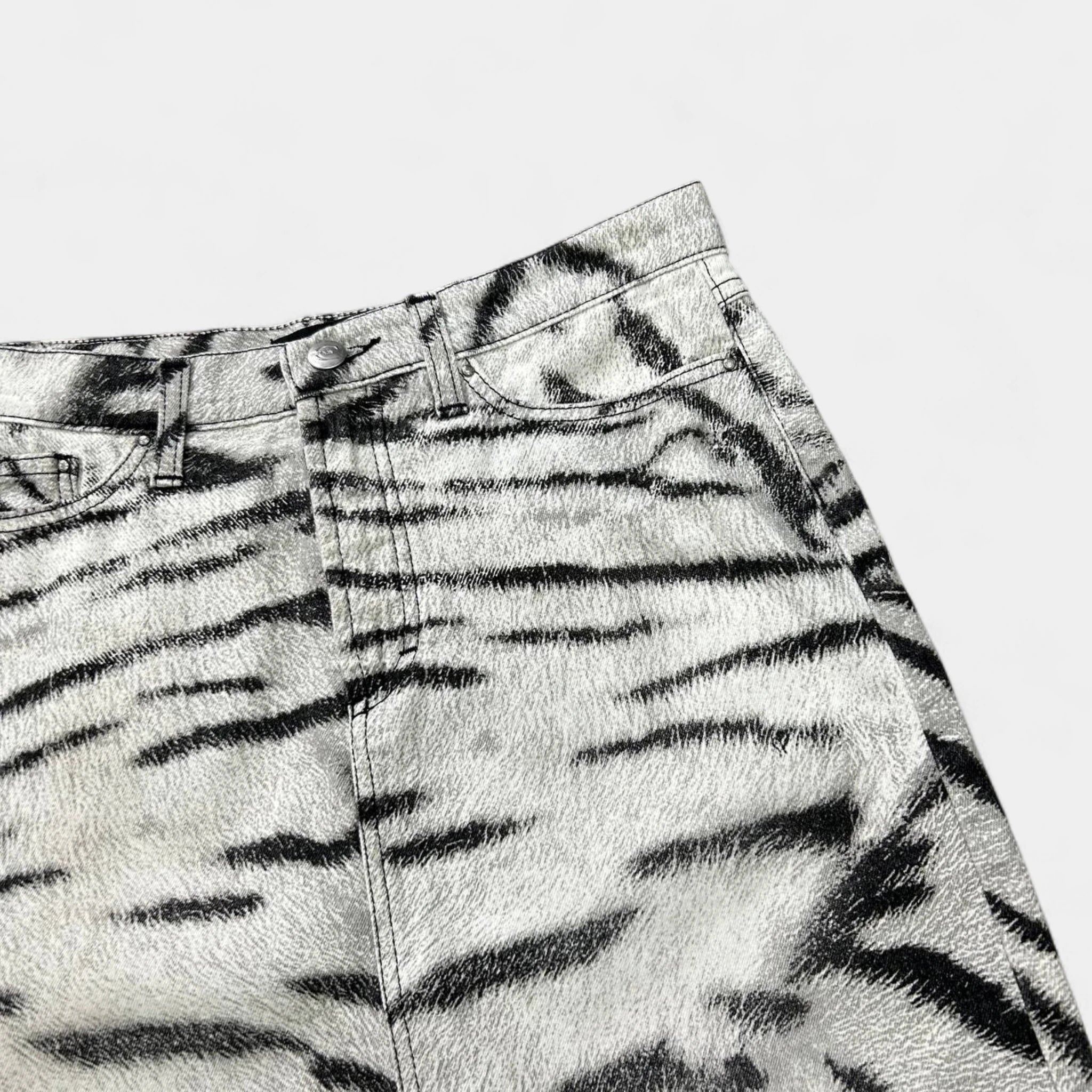 Just Cavalli Mid-Rise Zebra Print Denim Skirt