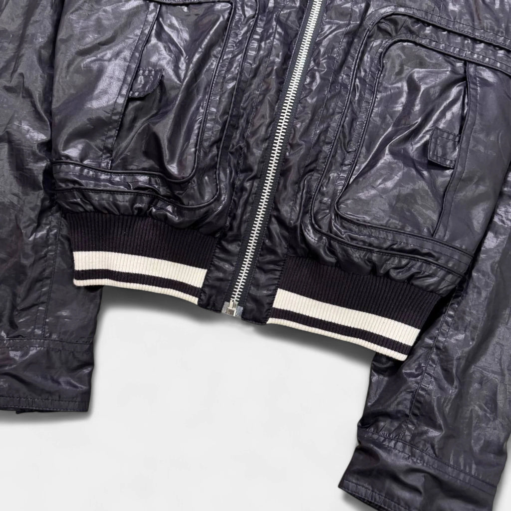 Dolce & Gabbana Purple Technical Nylon Multi-Pocket Bomber Jacket