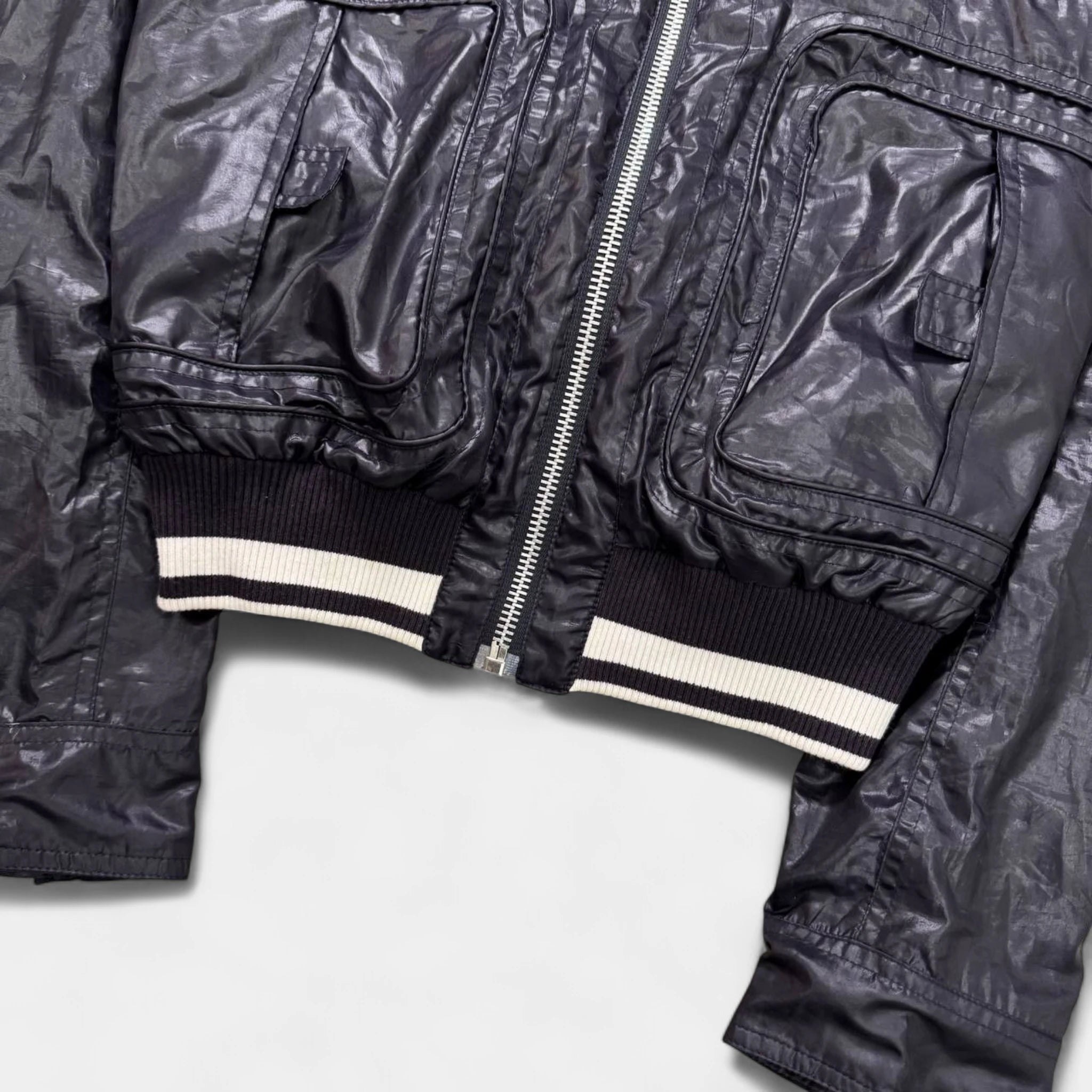 Dolce & Gabbana Purple Technical Nylon Multi-Pocket Bomber Jacket