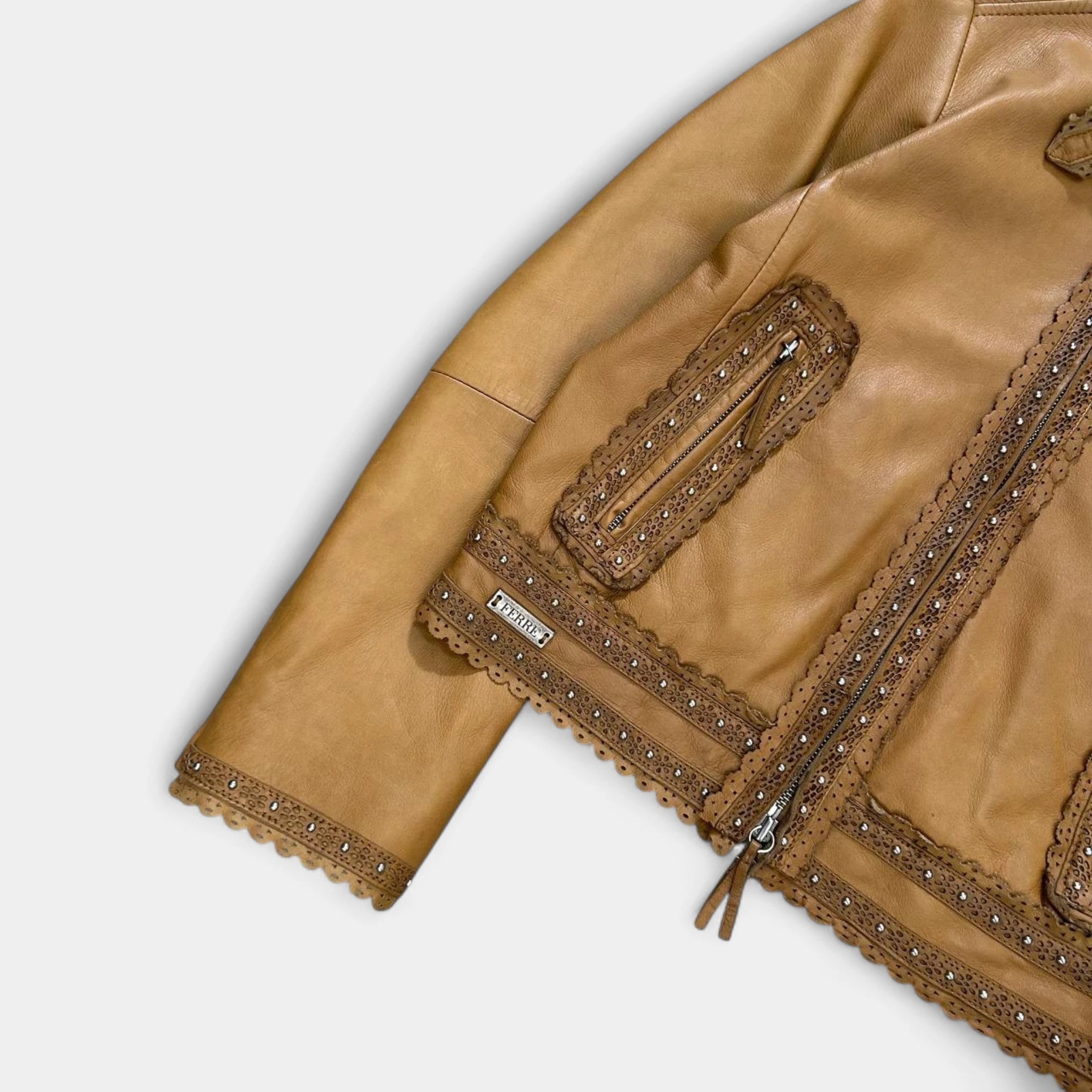 Gianfranco Ferré Western Style Brown Leather Jacket