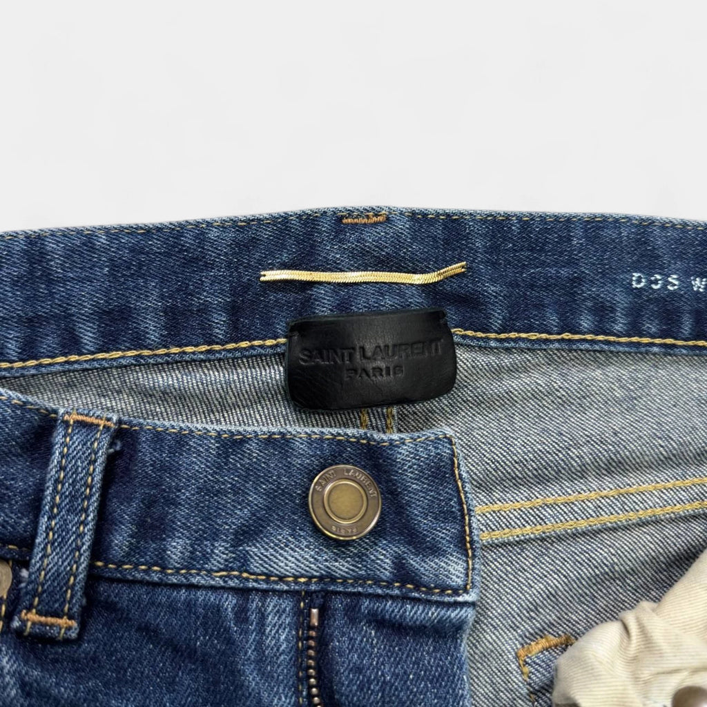 Saint Laurent 2017 Hedi Slimane Washed Blue Skinny Denim Jeans