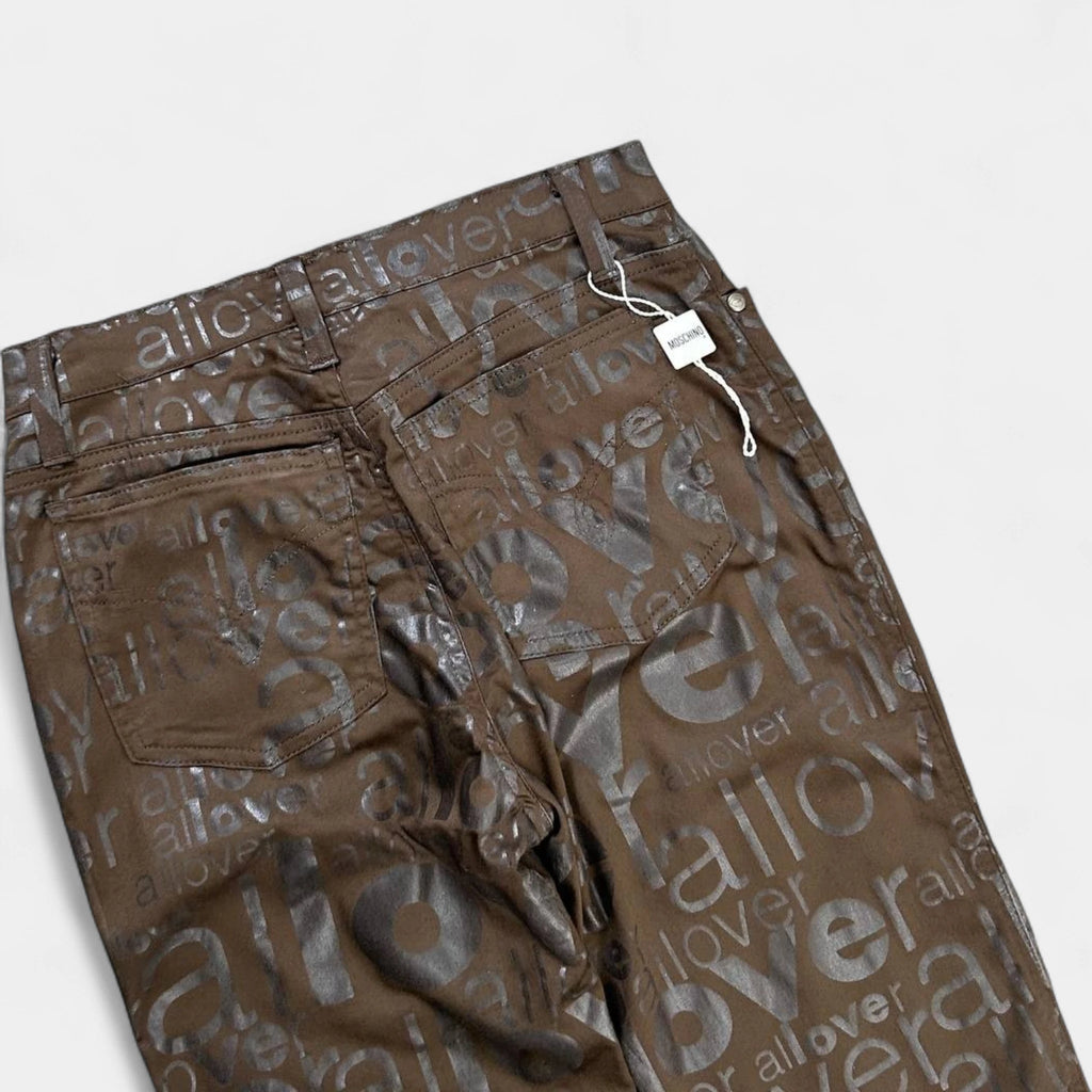 Moschino Brown Letters Print Pants