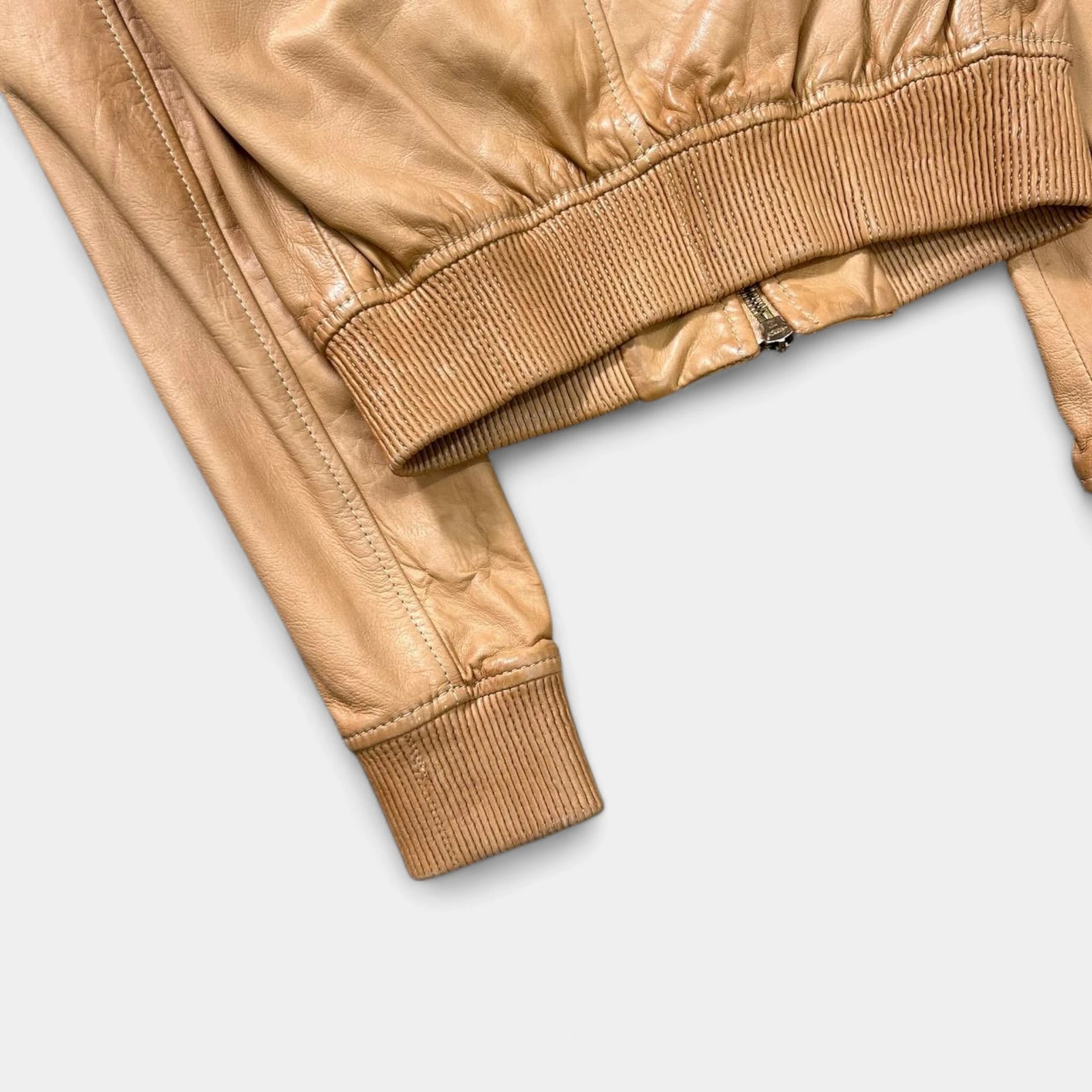Dsquared2 Beige Leather Cargo Bomber Jacket