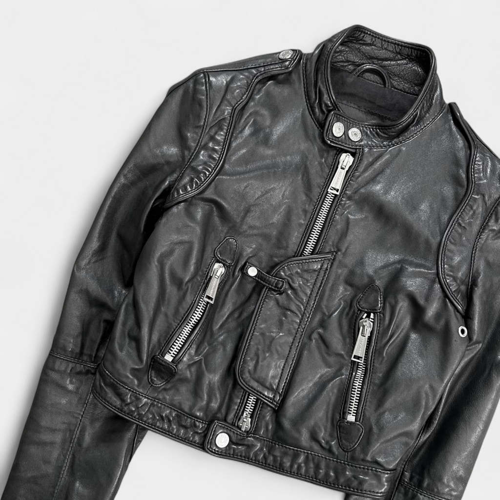 Dsquared2 2000s Leather Black Biker Jacket