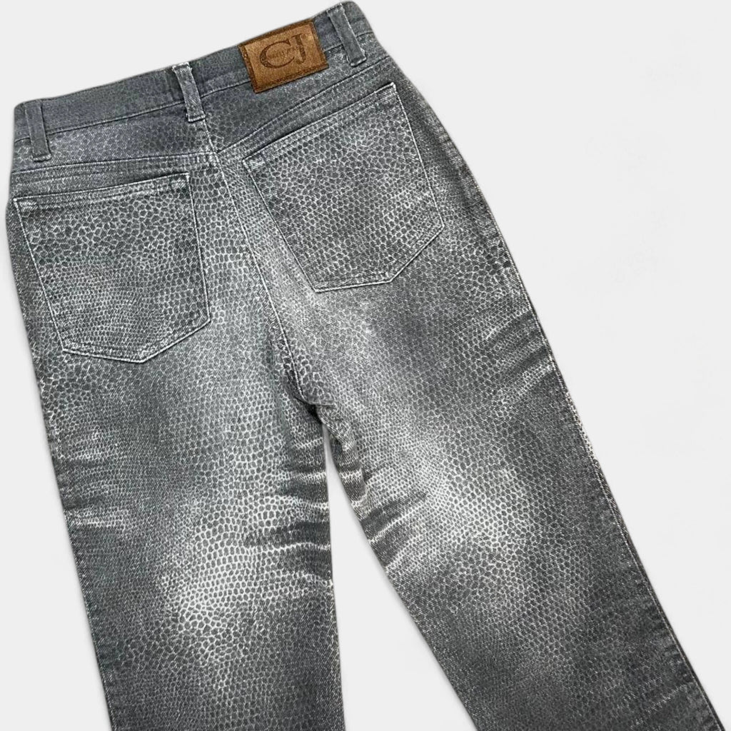 Cavalli Vintage Grey Distressed Snake Effect Jeans