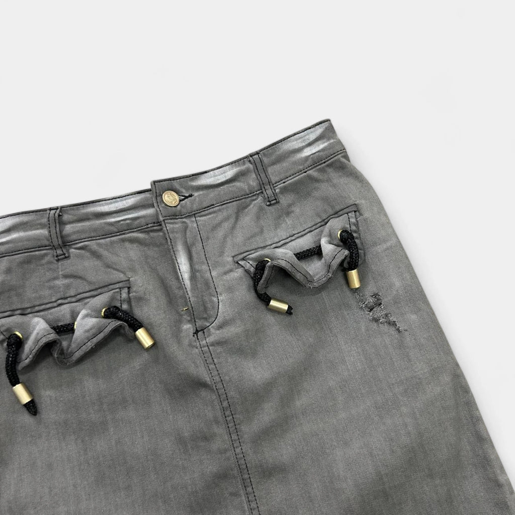 Galliano Ropes Denim Mid-Length Skirt