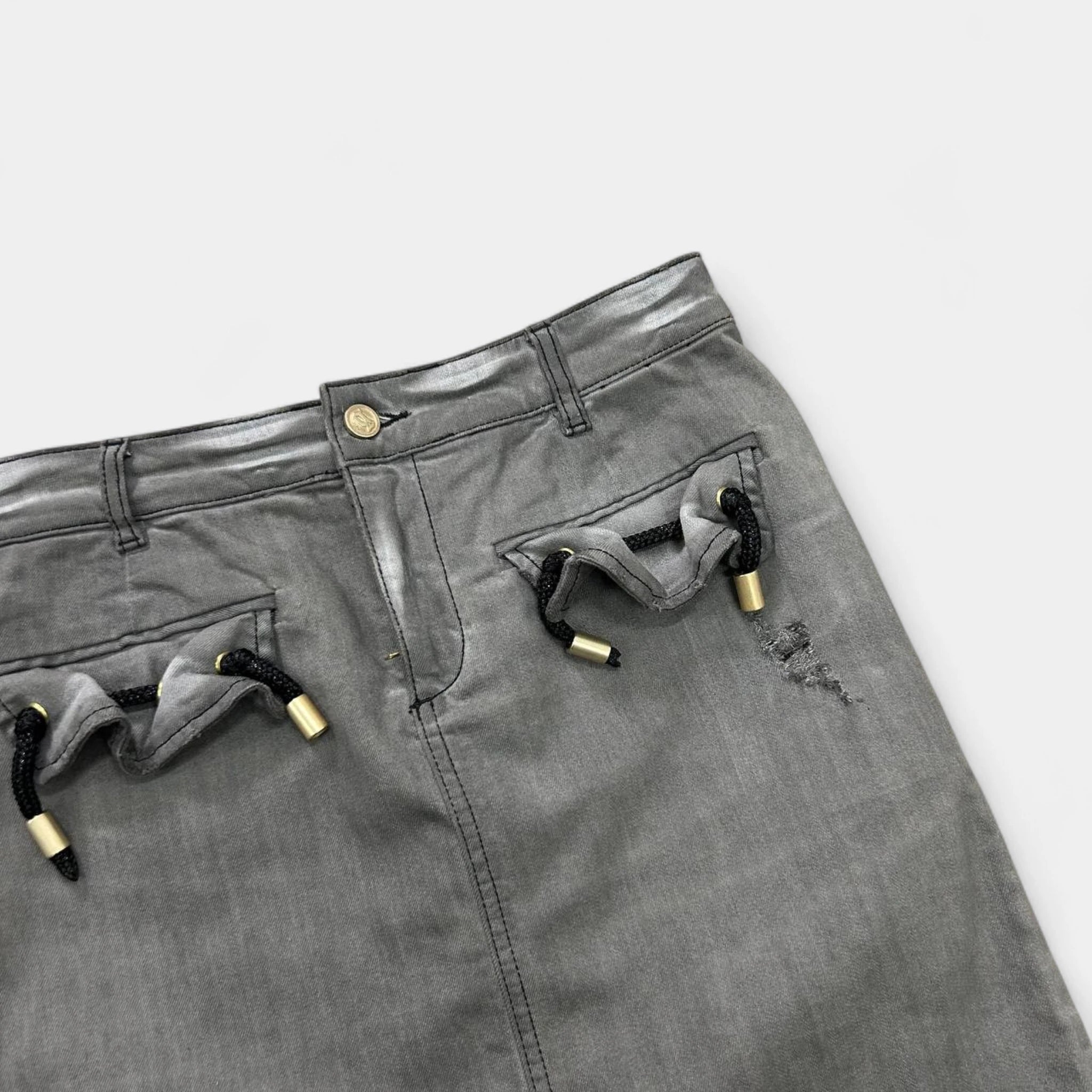 Galliano Ropes Denim Mid-Length Skirt