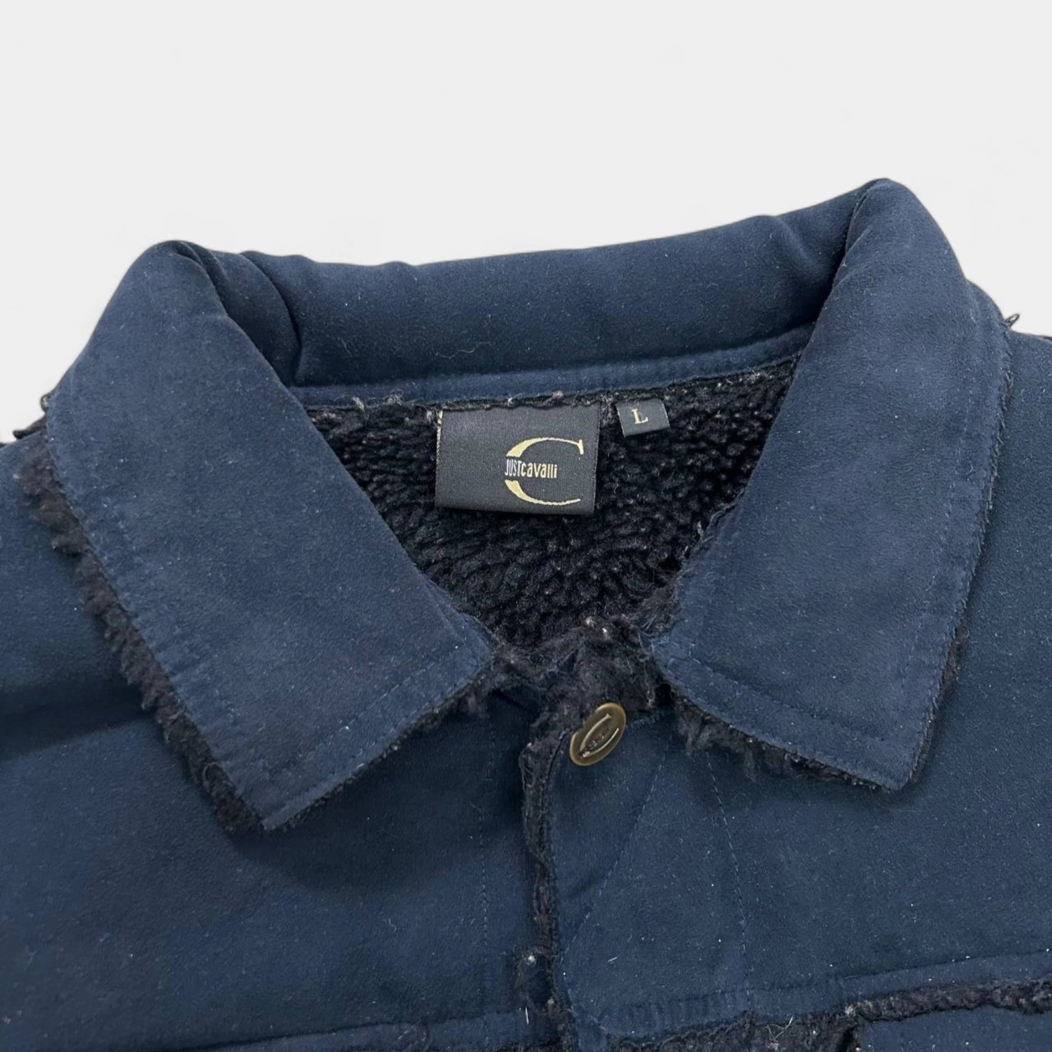 Just Cavalli Navy Suede Shearling Jacket
