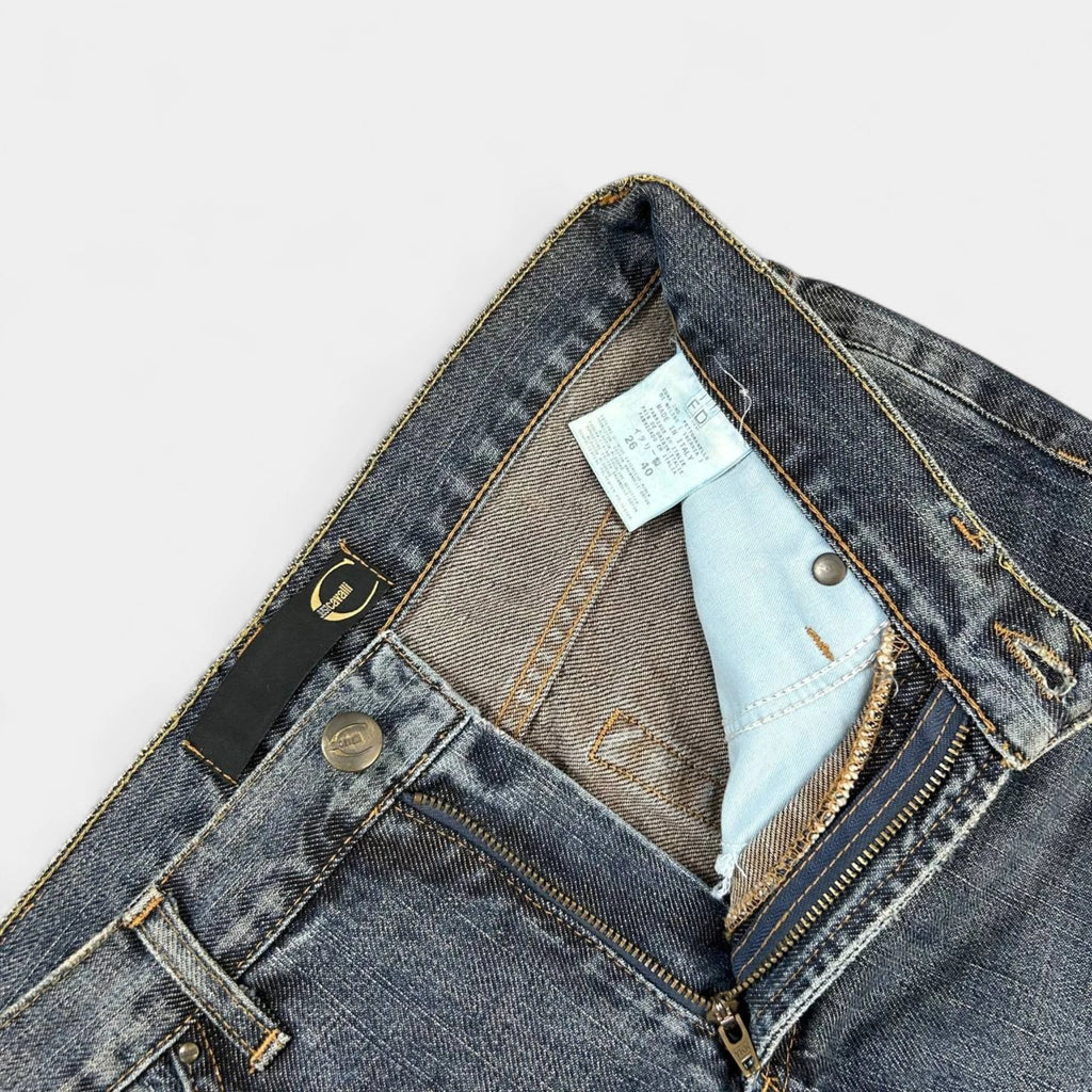 Cavalli Snakeskin Pattern Denim Pants