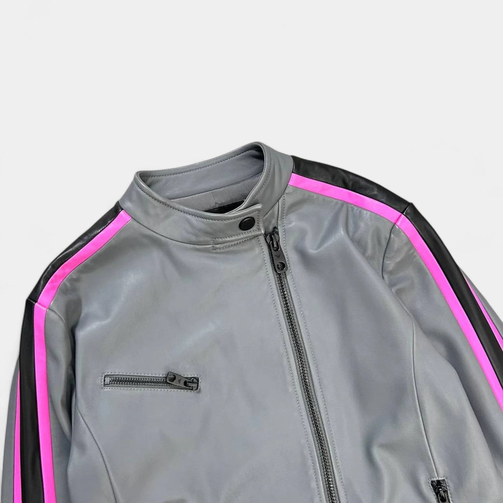 Emporio Armani Racing Grey Leather Jacket