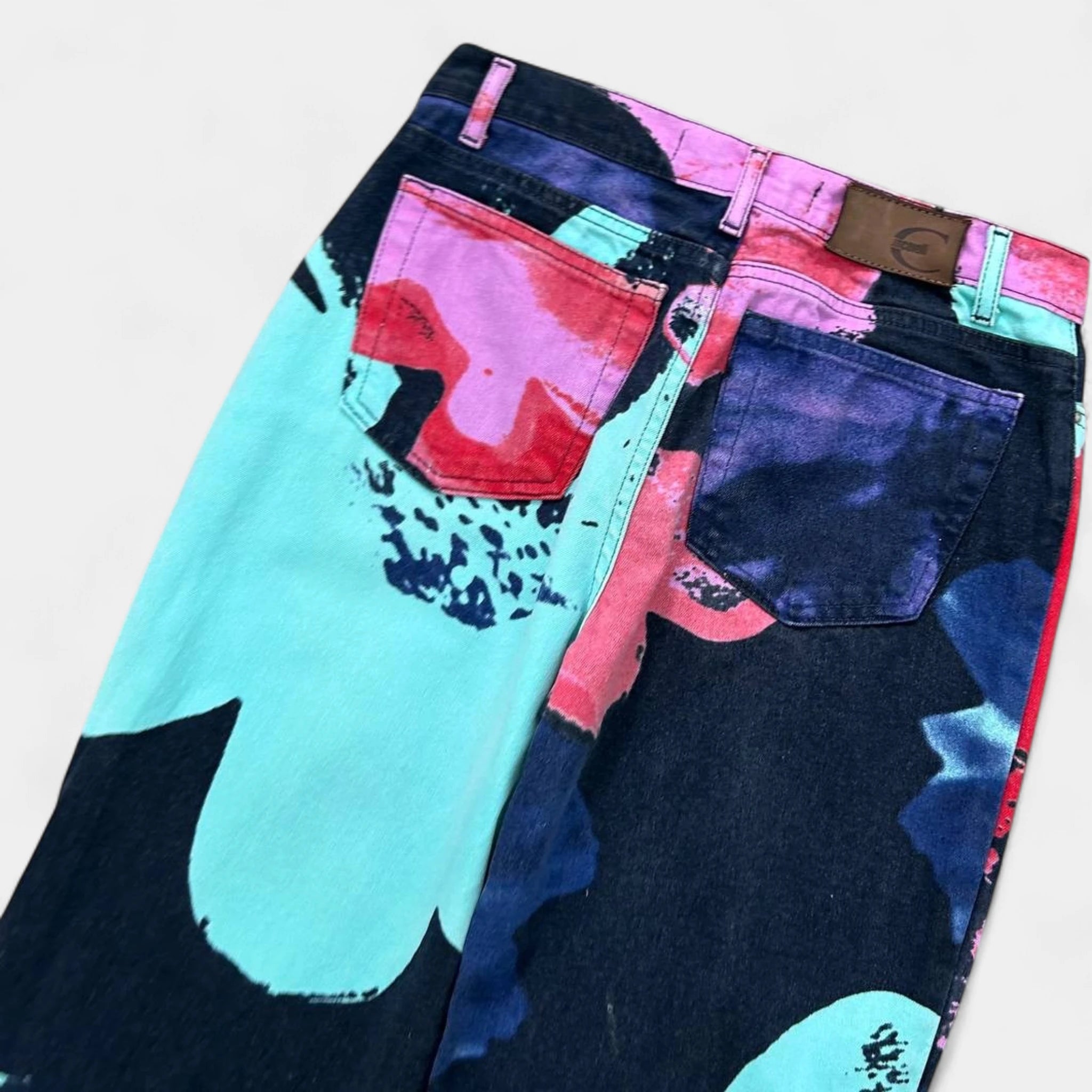 Just Cavalli 2000s Floral Multicolor Flared Denim Pants