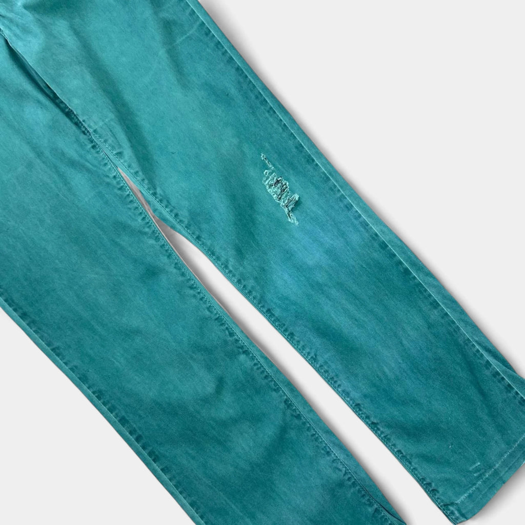 Galliano 2000s Distressed Turquoise Jeans