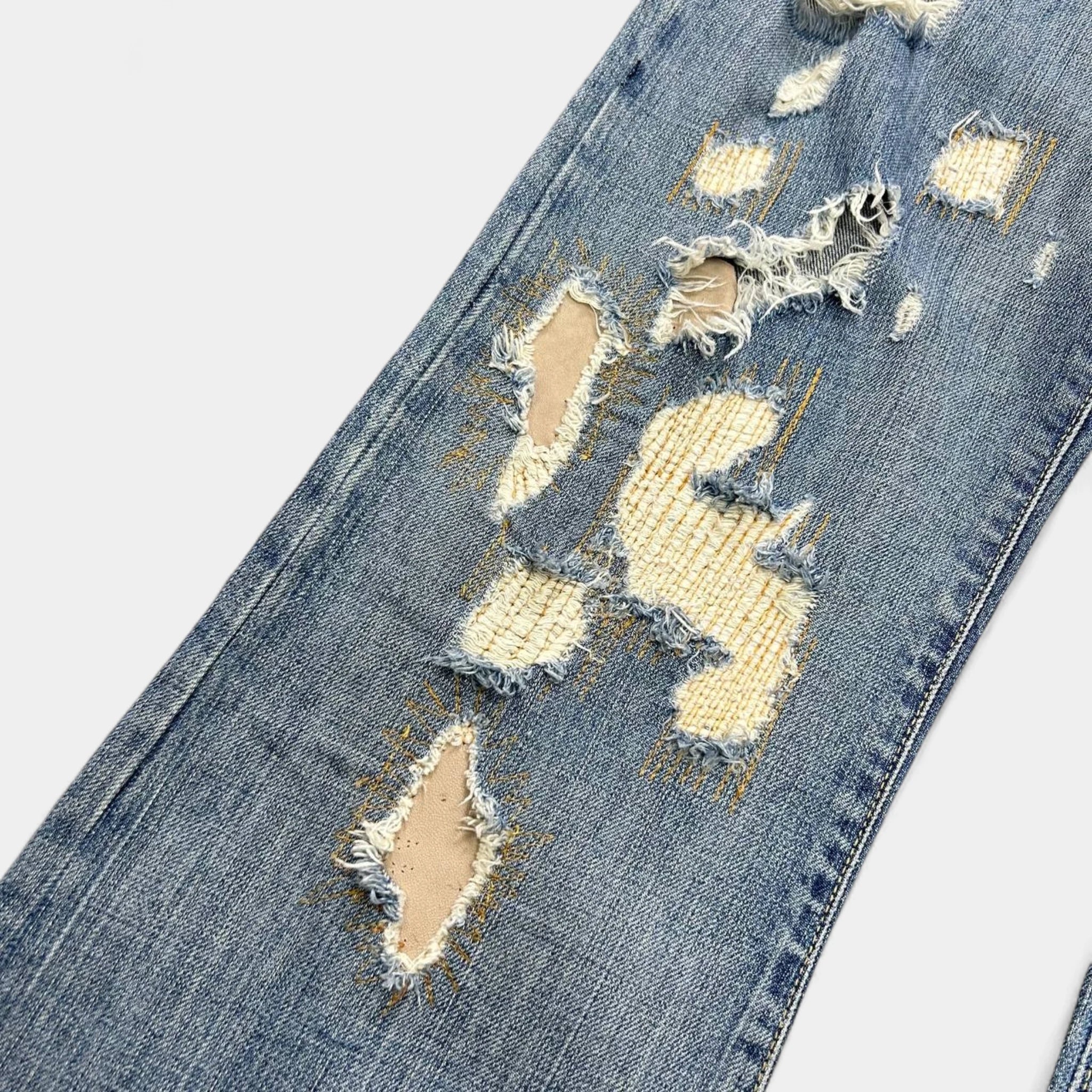 Just Cavalli 2000s Distressed Flared Denim Jeans