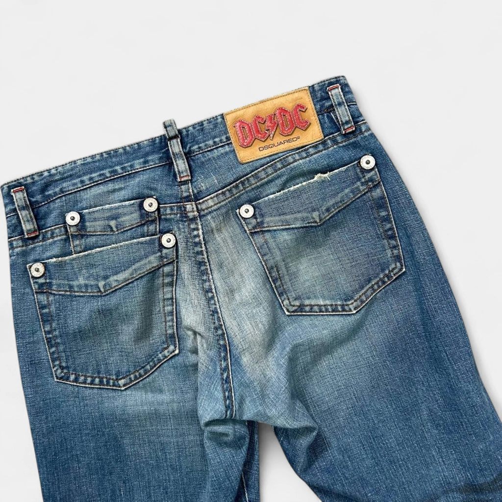 Dsquared 2000s Distressed Black Painted Wide Jeans