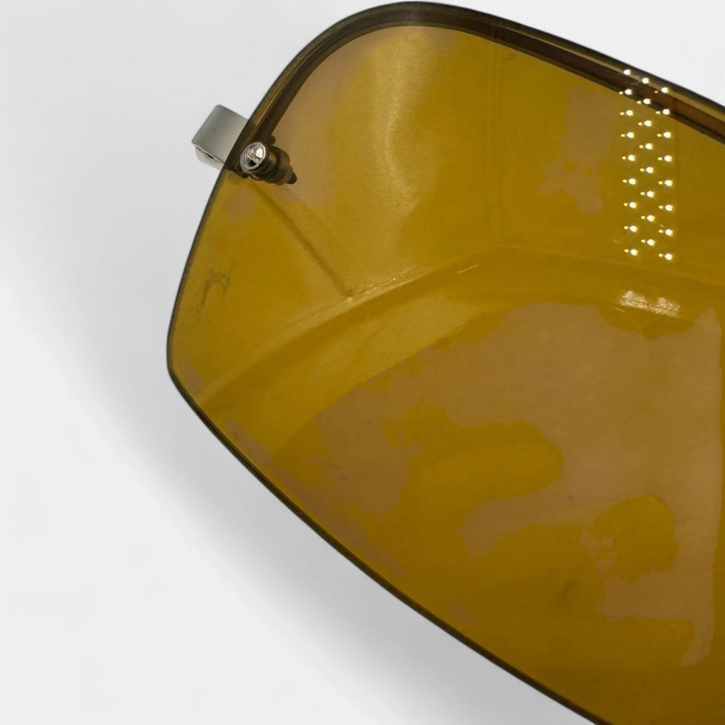 Prada 2000s Orange Lens Semi-Rimless Rectangular Sunglasses