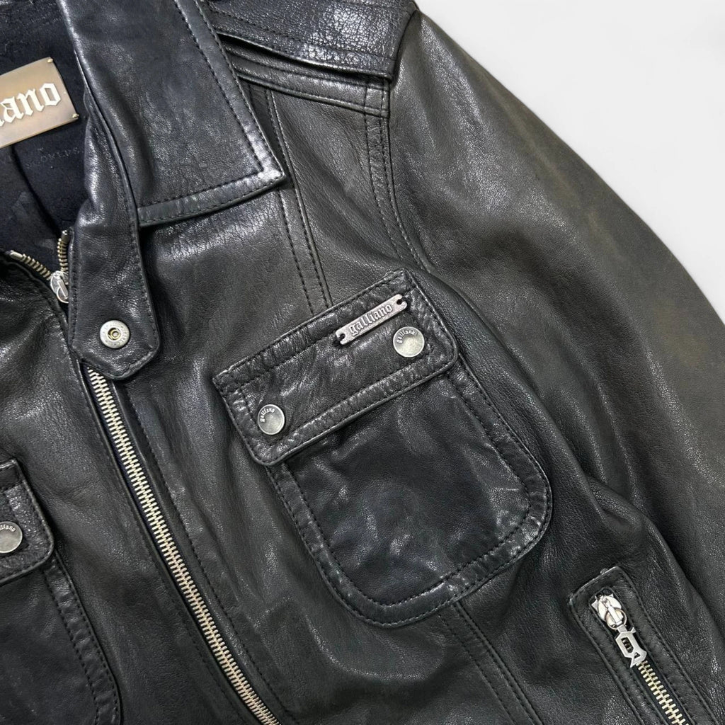 Galliano 90s Classic Black Leather Jacket