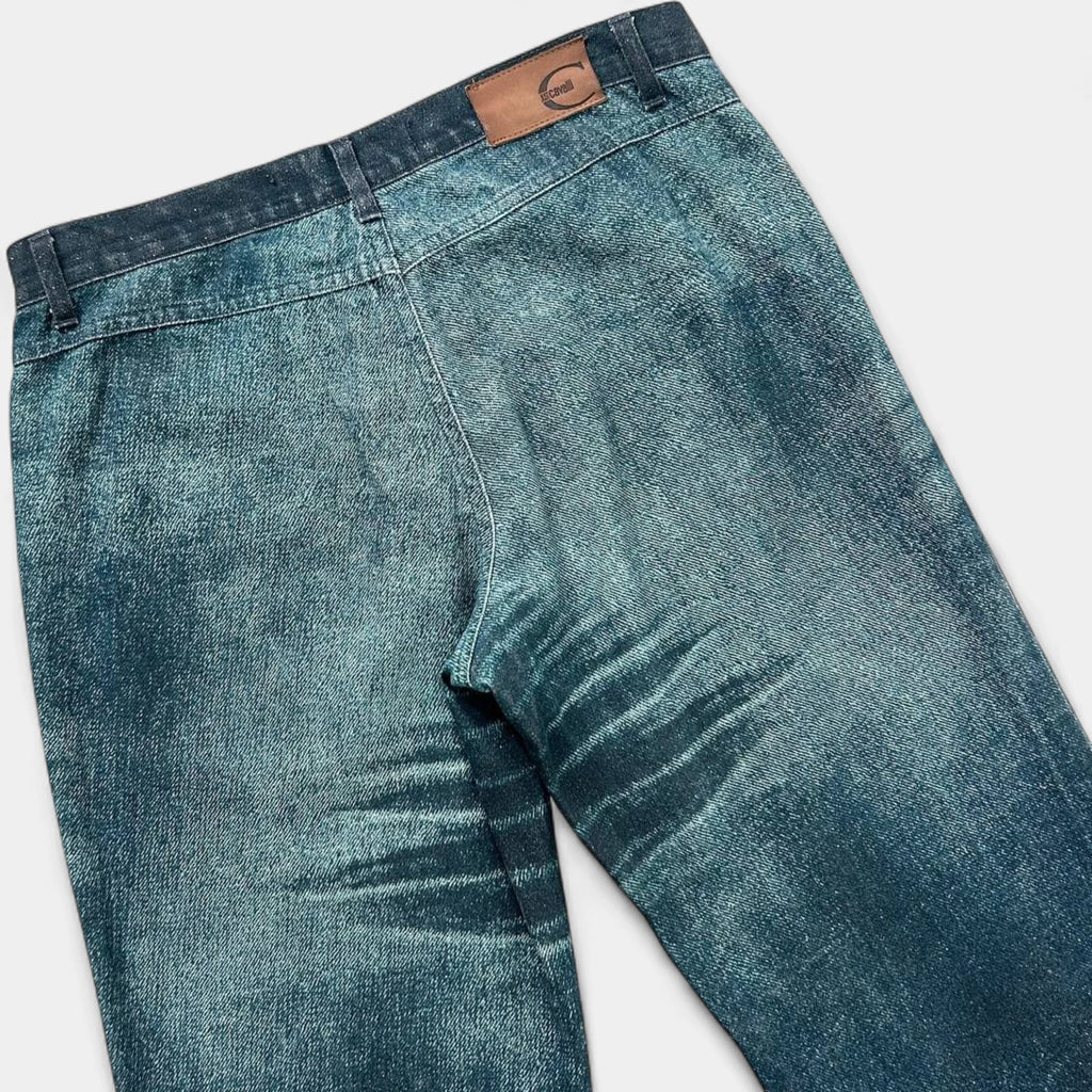 Just Cavalli 2000s Denim Effect Teal Pants