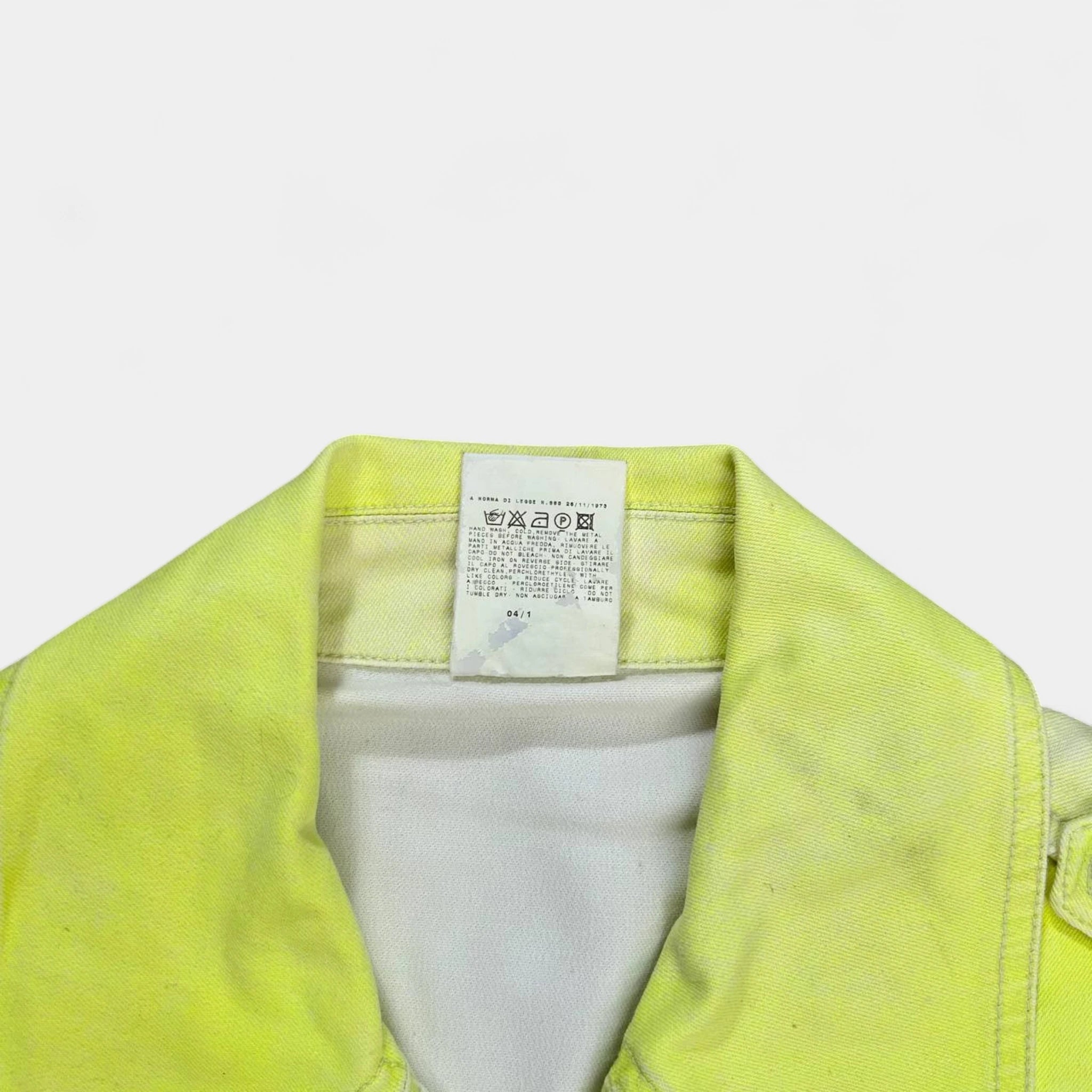 Just Cavalli 2000's Neon Yellow Denim Biker Jacket