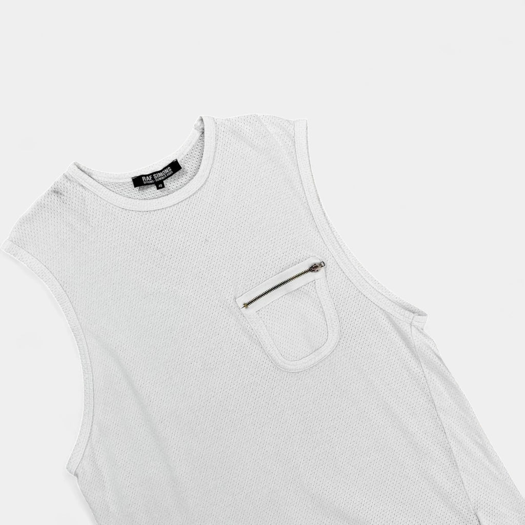 Raf Simons 2005 Zipper-Pocket Sleeveless White Tank Top