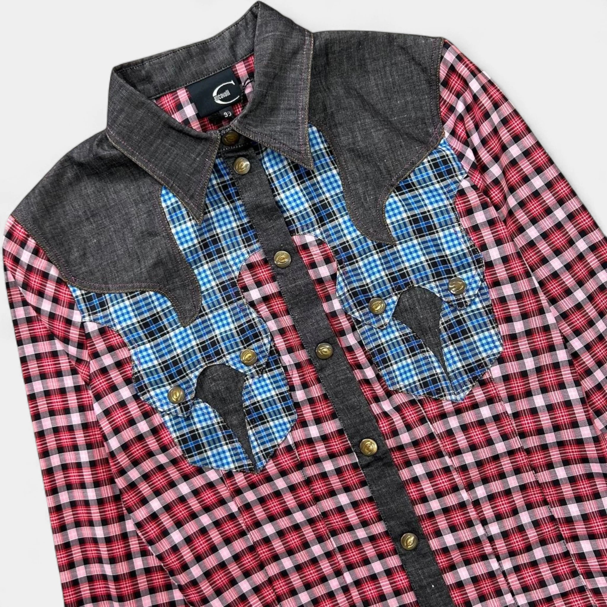 Just Cavalli Western Checkered Multicolor Shirt