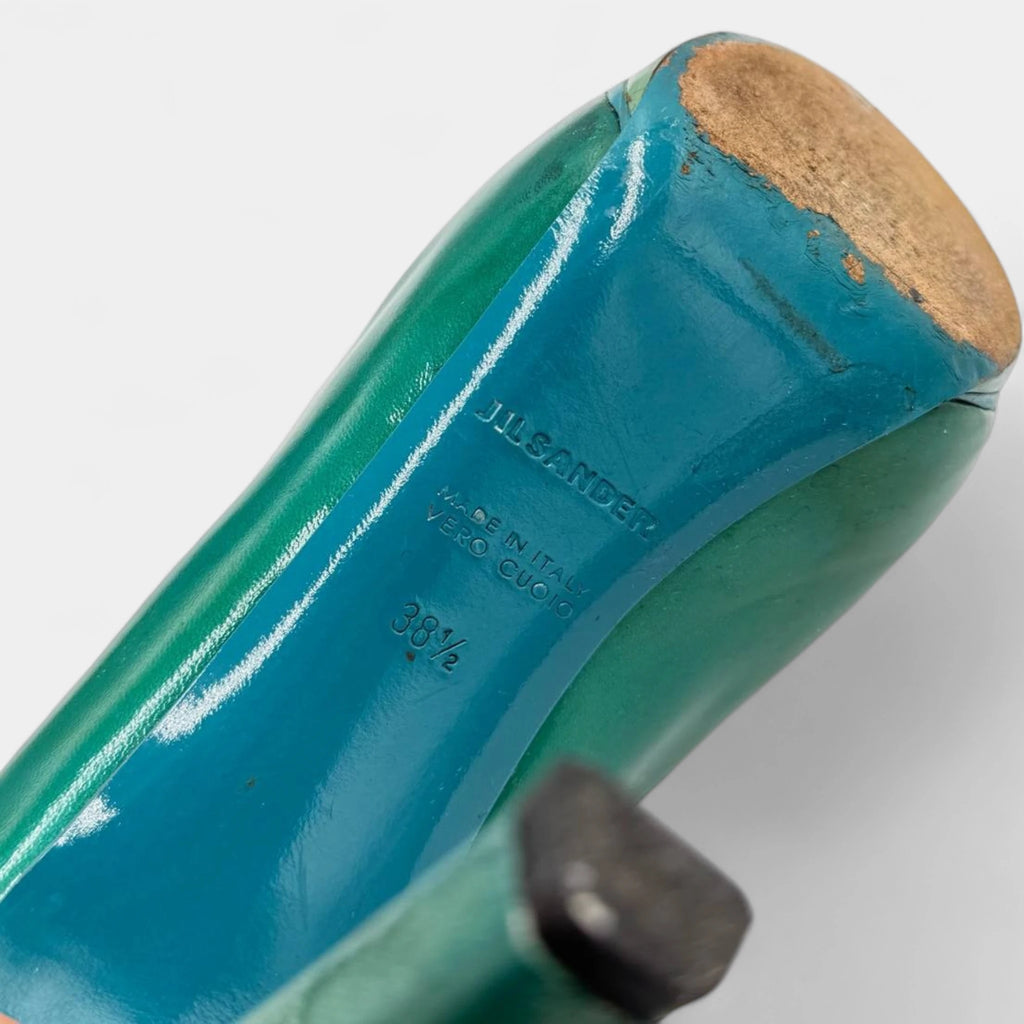 Jil Sander Emerald Two-Tone Patent Leather Platform Pumps