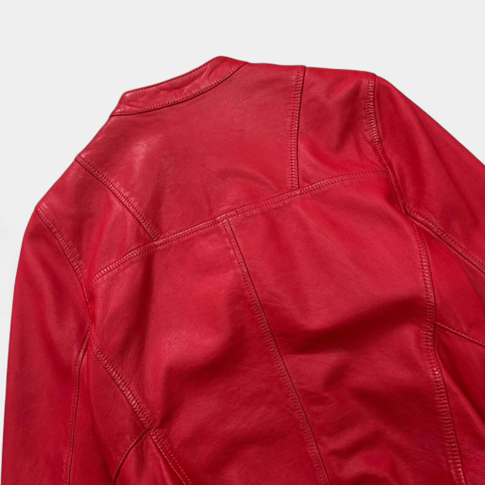 Dolce & Gabbana 2010s Red Lambskin Leather Biker Jacket