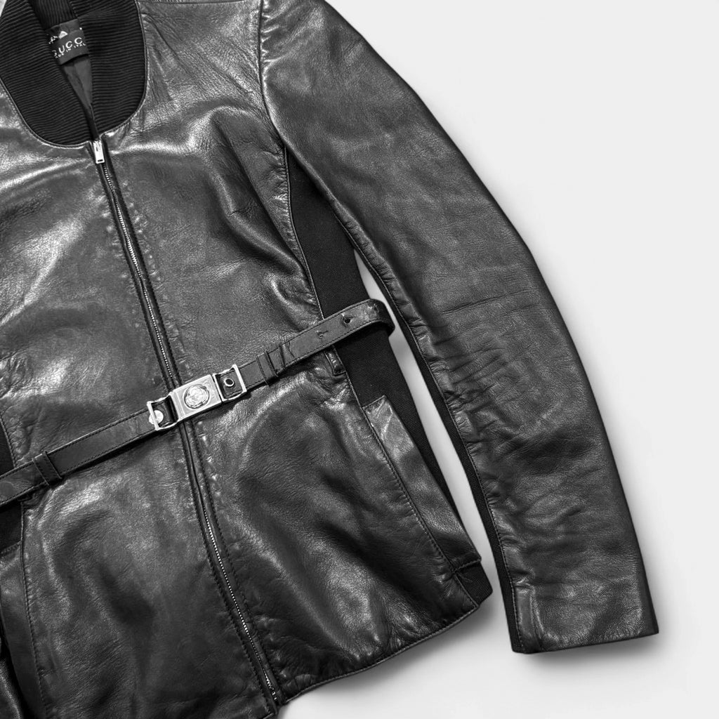 Gucci 2014 Frida Giannini Belted Leather Jacket