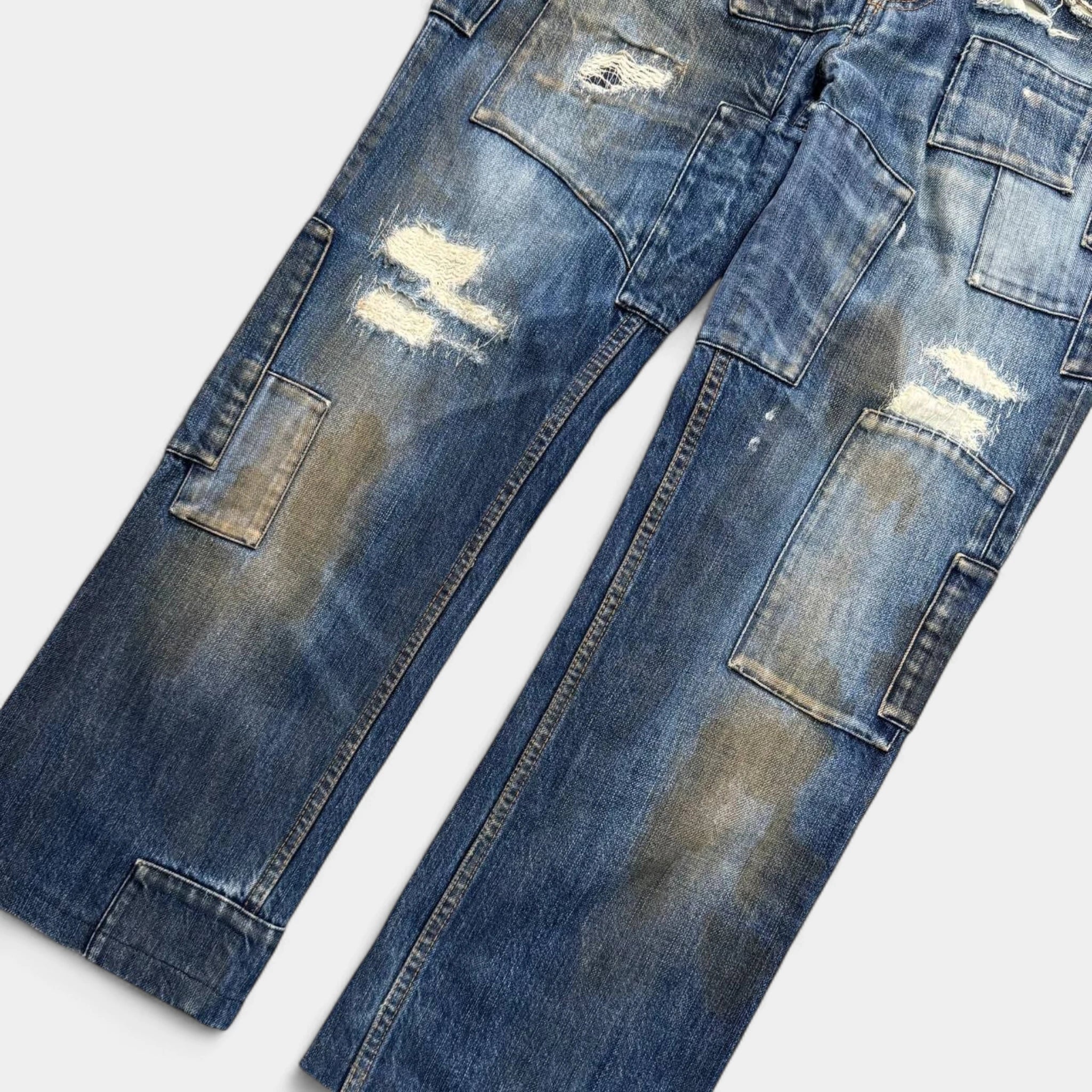 Dolce & Gabbana Distressed Patchwork Mud-Wash Jeans