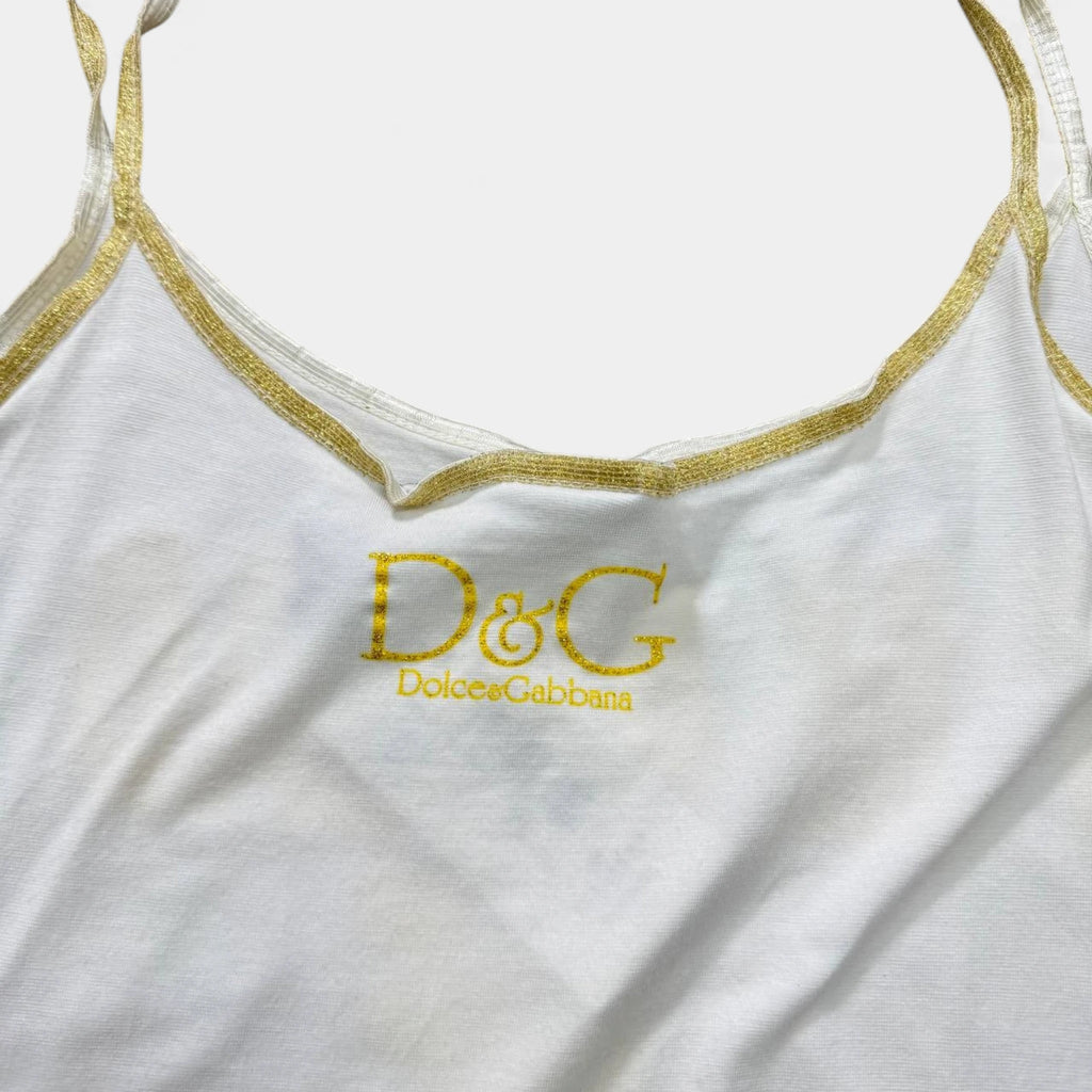 Dolce & Gabbana 2000s 'I'm Ahead of the Times' Gold Sequin Tank Top