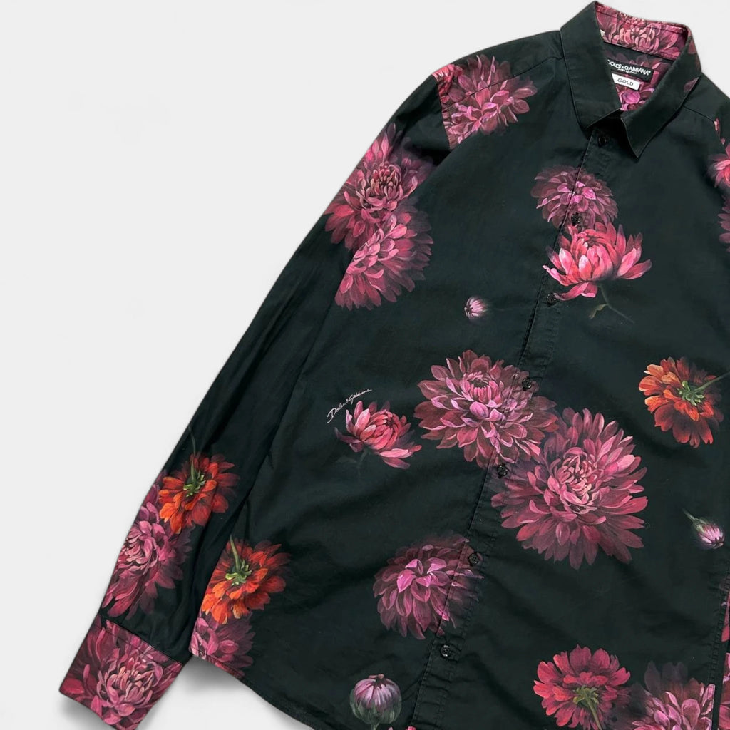 Dolce & Gabbana 2000s Black Floral Shirt
