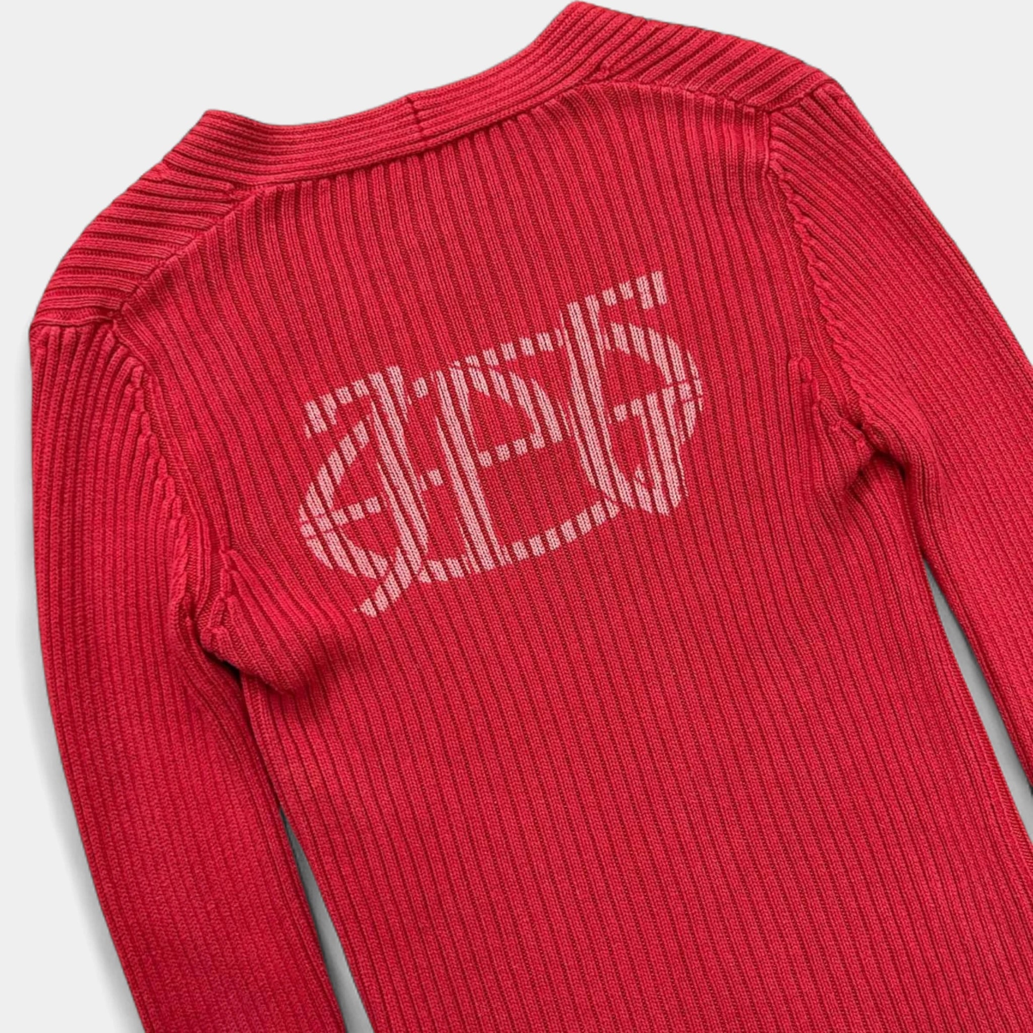 Jean Paul Gaultier 90s Red V-Neck Logo Sweater