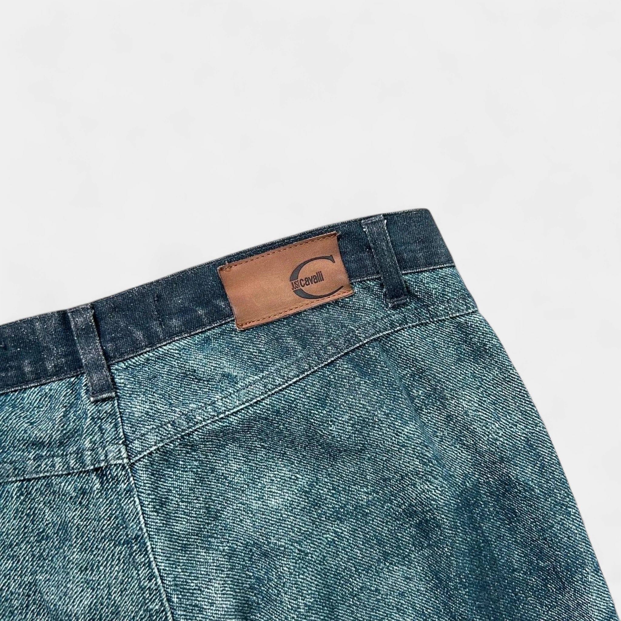 Just Cavalli 2000s Denim Effect Teal Pants