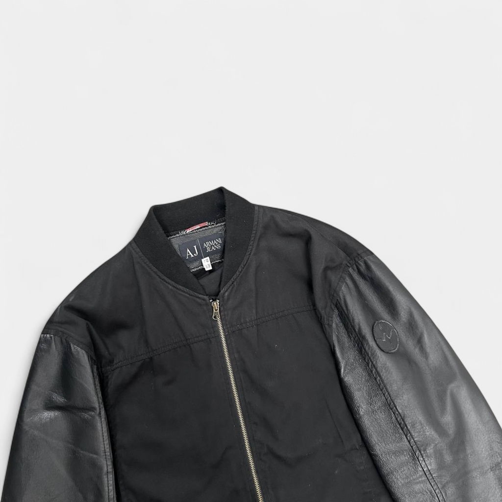 Armani Jeans Black Canvas and Leather Jacket