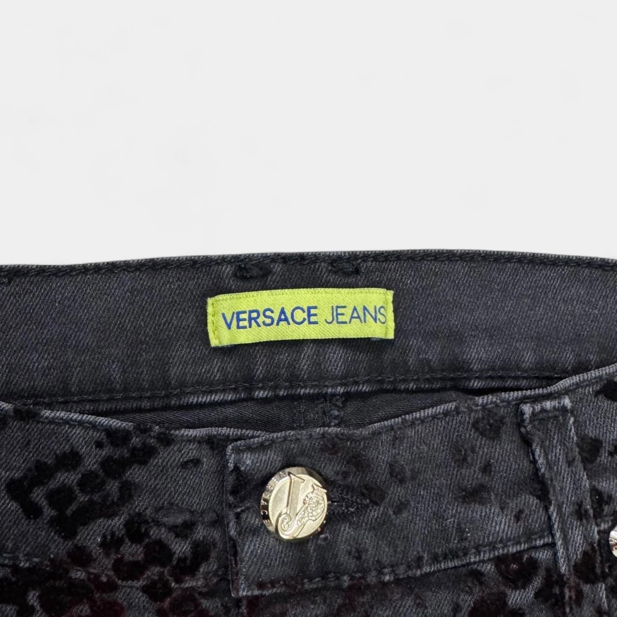 Versace Jeans 2000s Flocked Snakeskin Suede-Effect Gradient Trousers