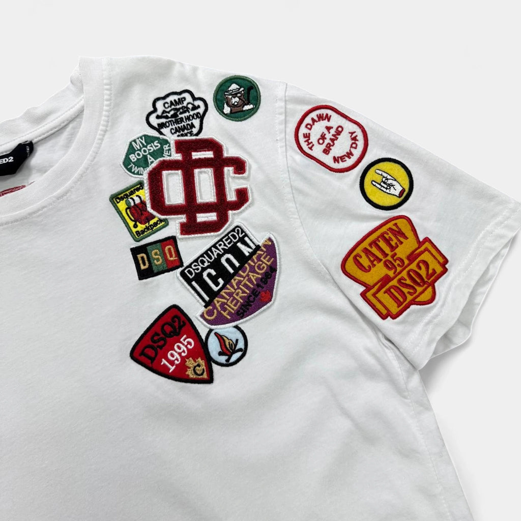 Dsquared2 Canadian Heritage Multi-Patch White Cotton T-Shirt