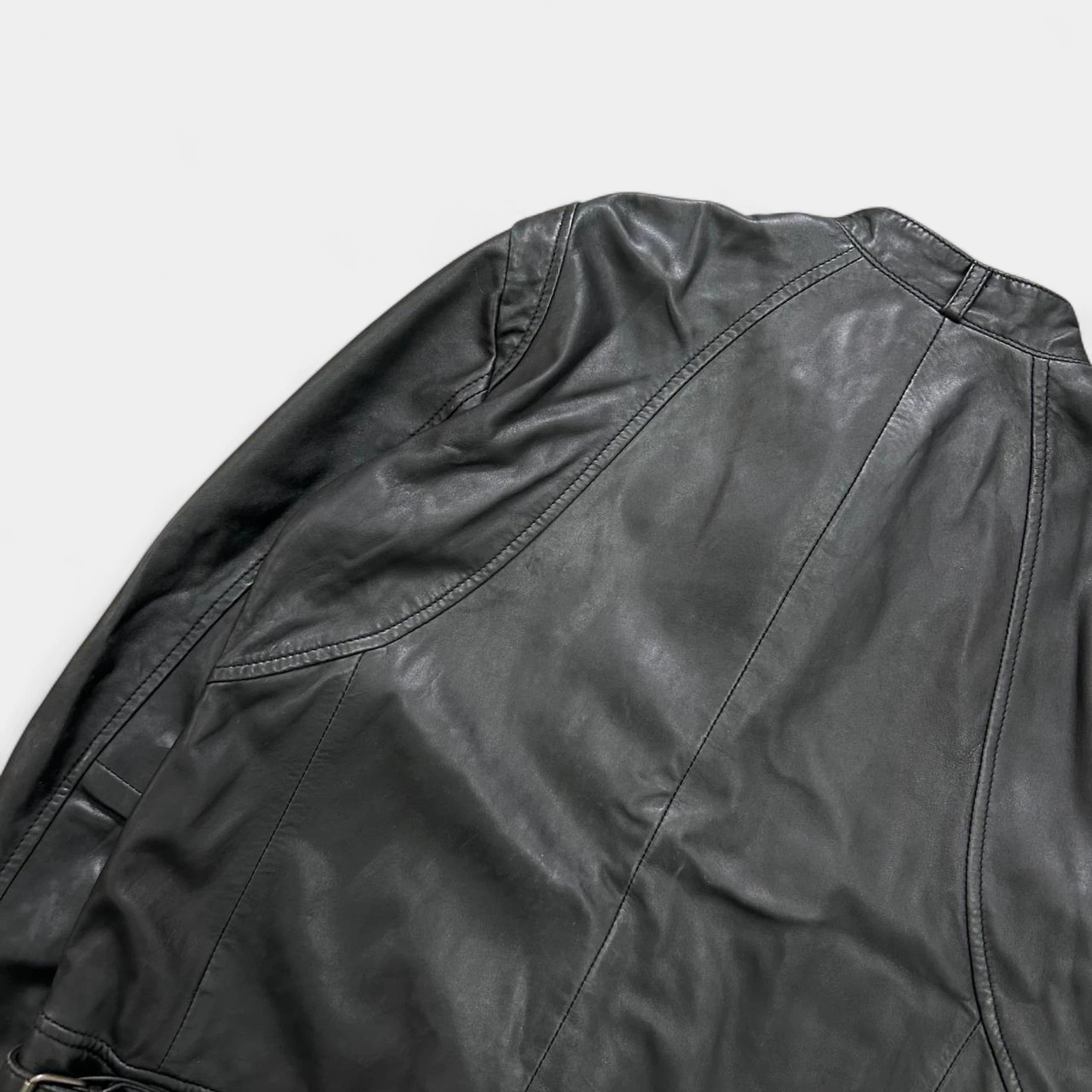 Just Cavalli Vintage Multi-Zip Leather Biker Jacket