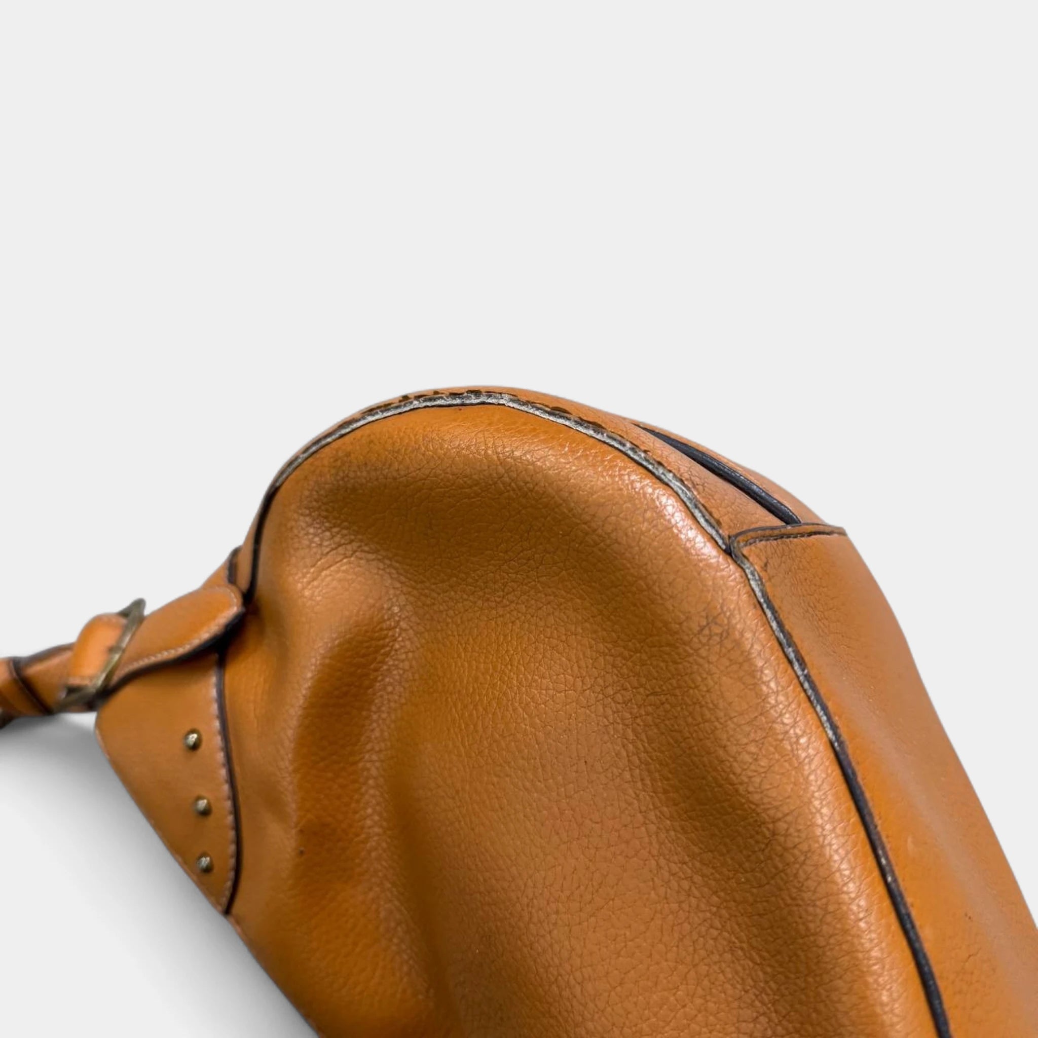 Just Cavalli Vintage Brown Pebbled Leather Hobo Bag