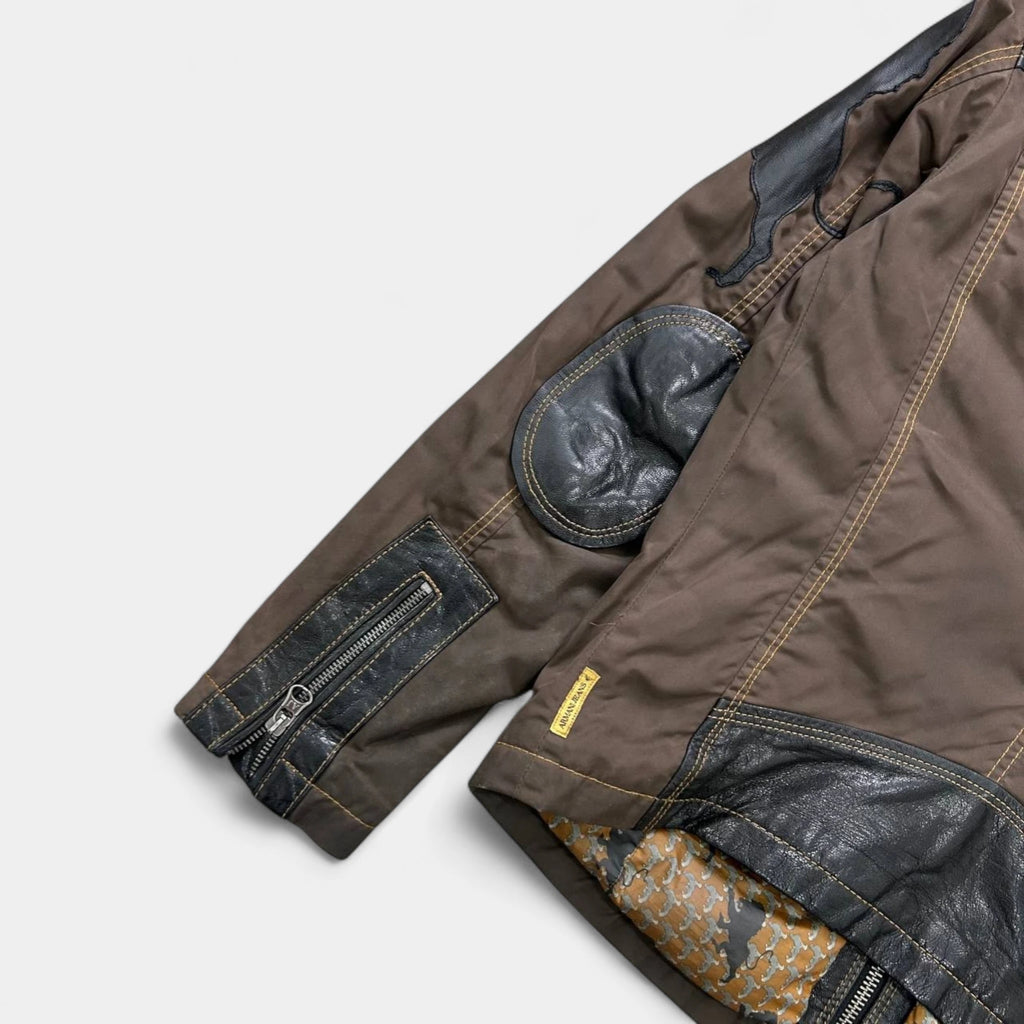 Armani Jeans Brown Leather Nylon Jacket