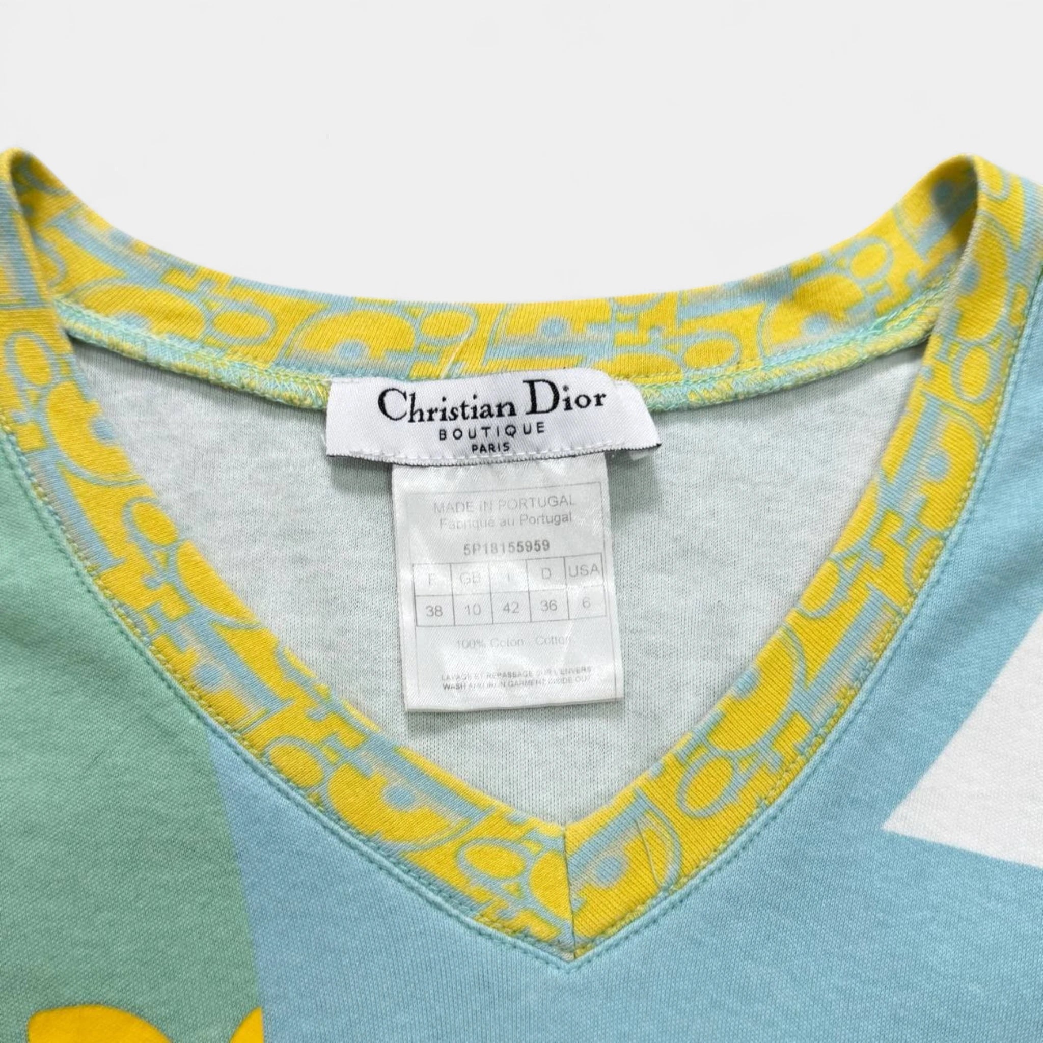 Christian Dior 2000s Multimedia Multicolor V-Neck T-Shirt