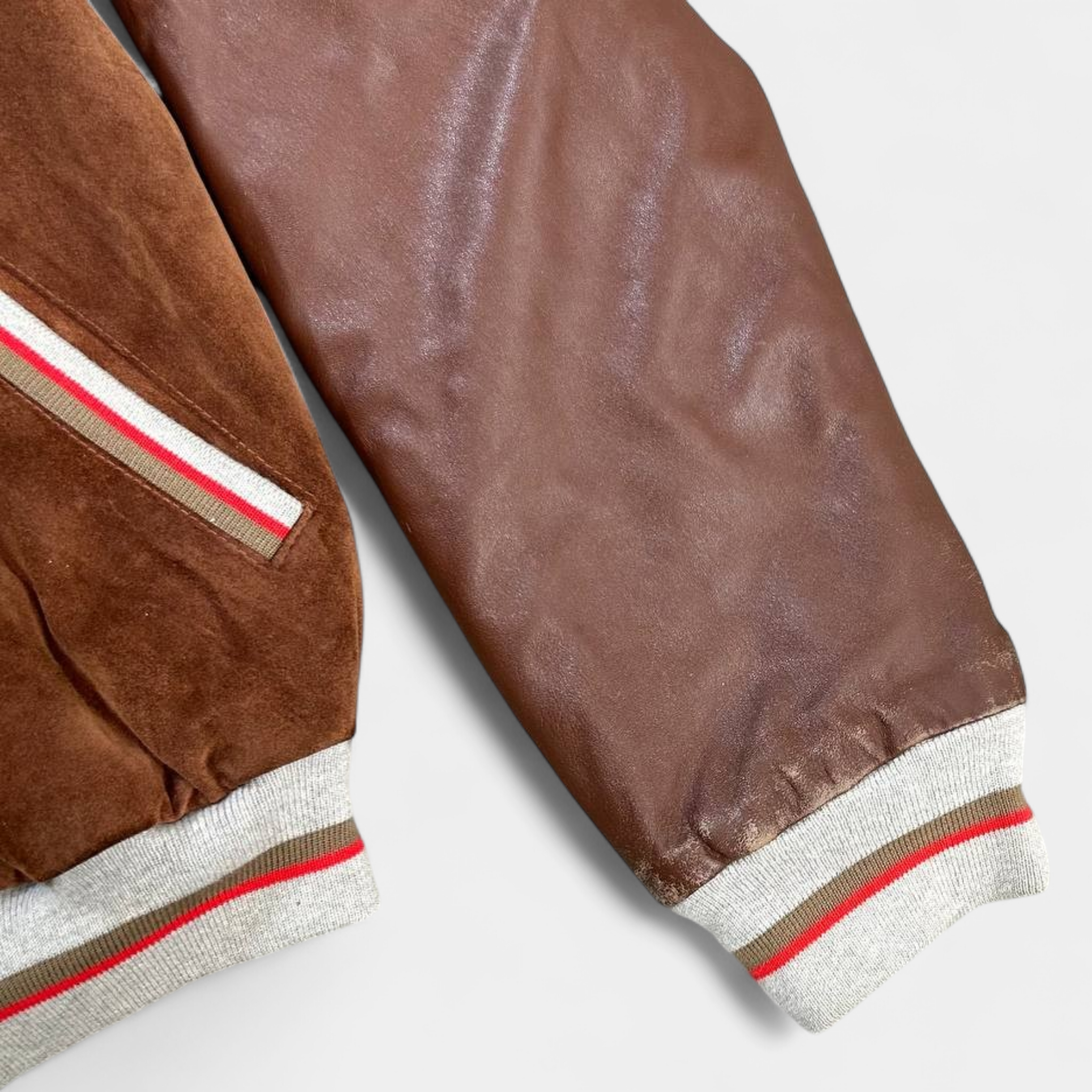 Dolce & Gabbana Leather Suede Brown Varsity Jacket