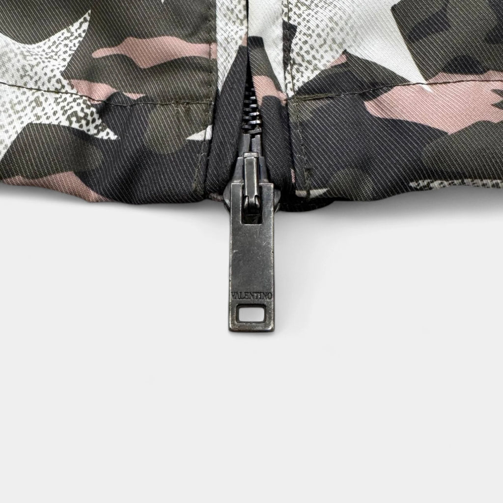 Valentino Camouflage Star Print Hooded Windbreaker Jacket