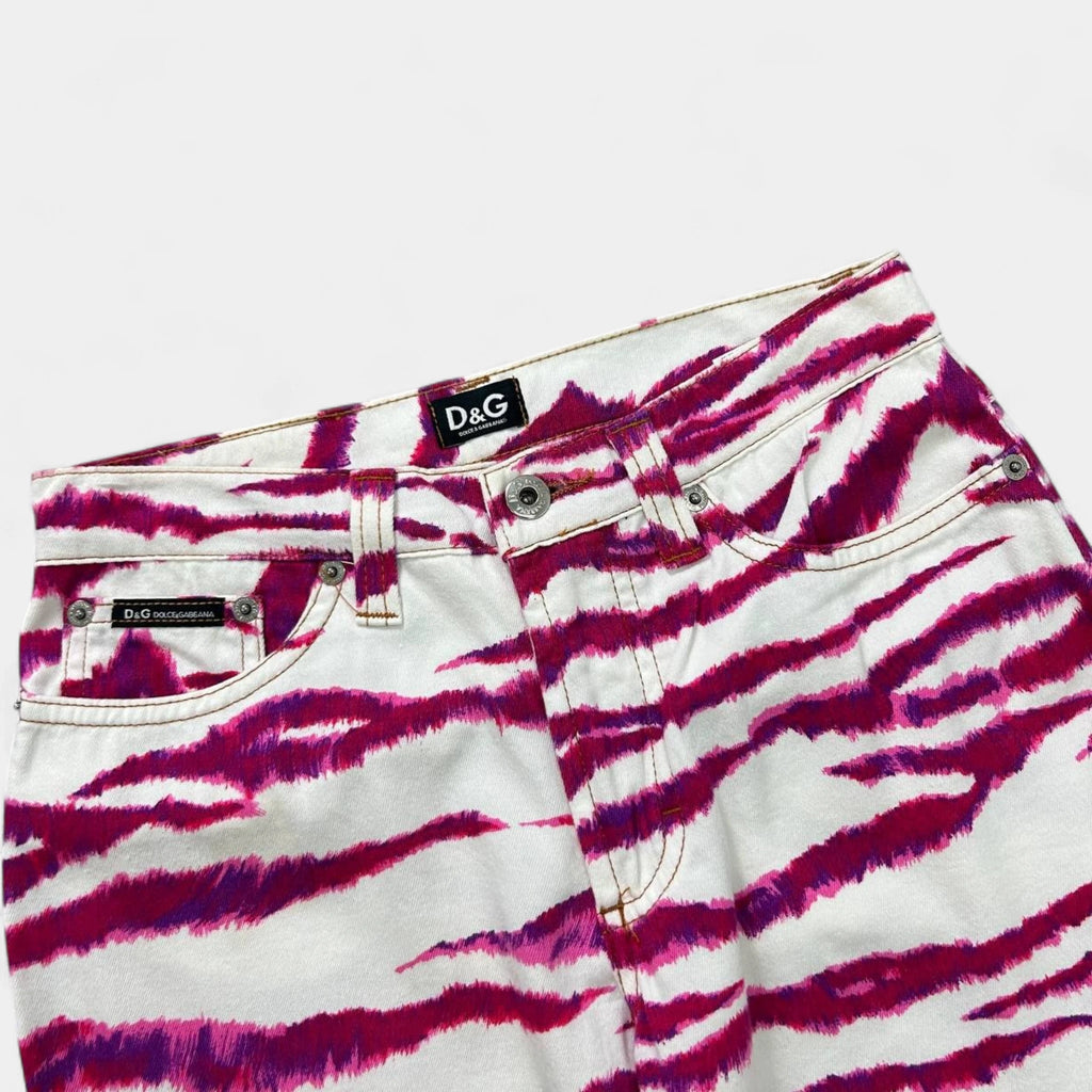 Dolce & Gabbana Pink Zebra Print Flare Jeans