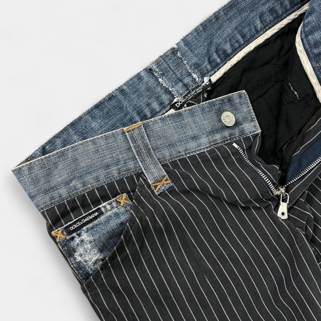 Dolce & Gabbana Striped Grey Straight Leg Pants