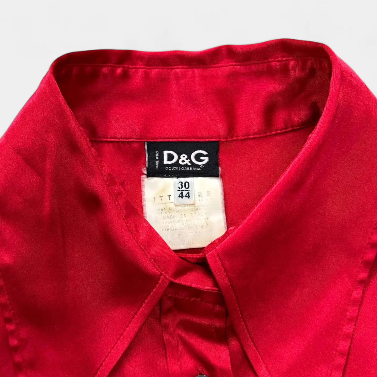 Dolce & Gabbana 90s Satin Red Button-Down Shirt